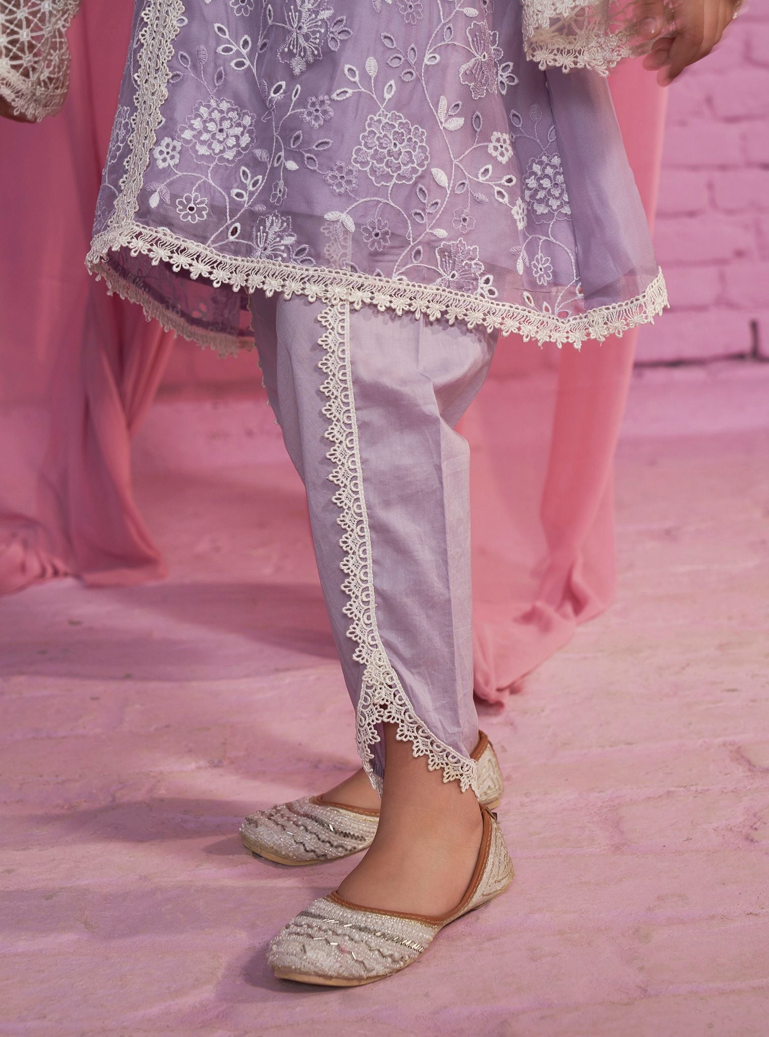 Safira Organza Lavender Kurta with Dhoti Pant Set