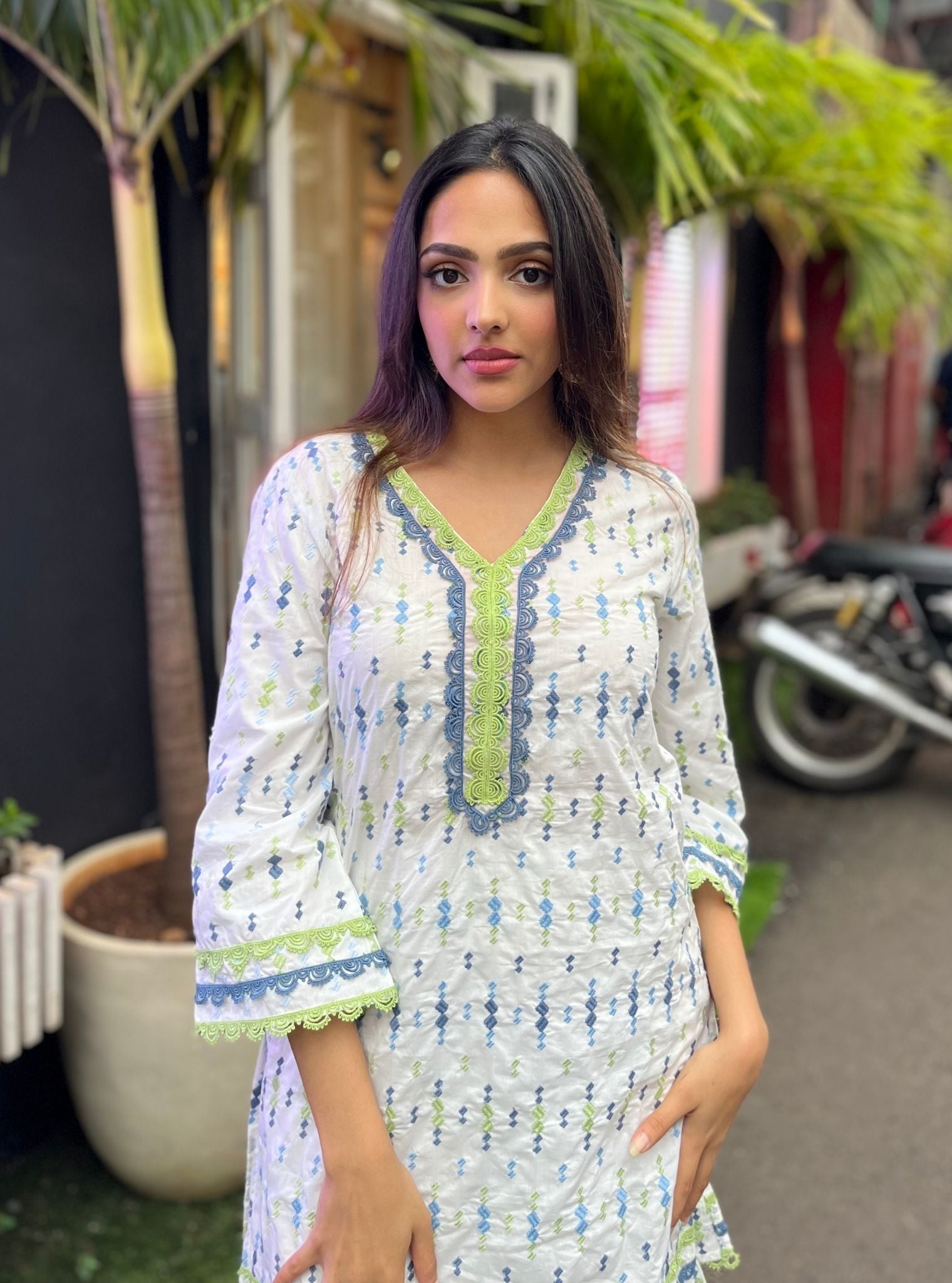 Lyanna Supima Cotton White Kurta with Garara Set