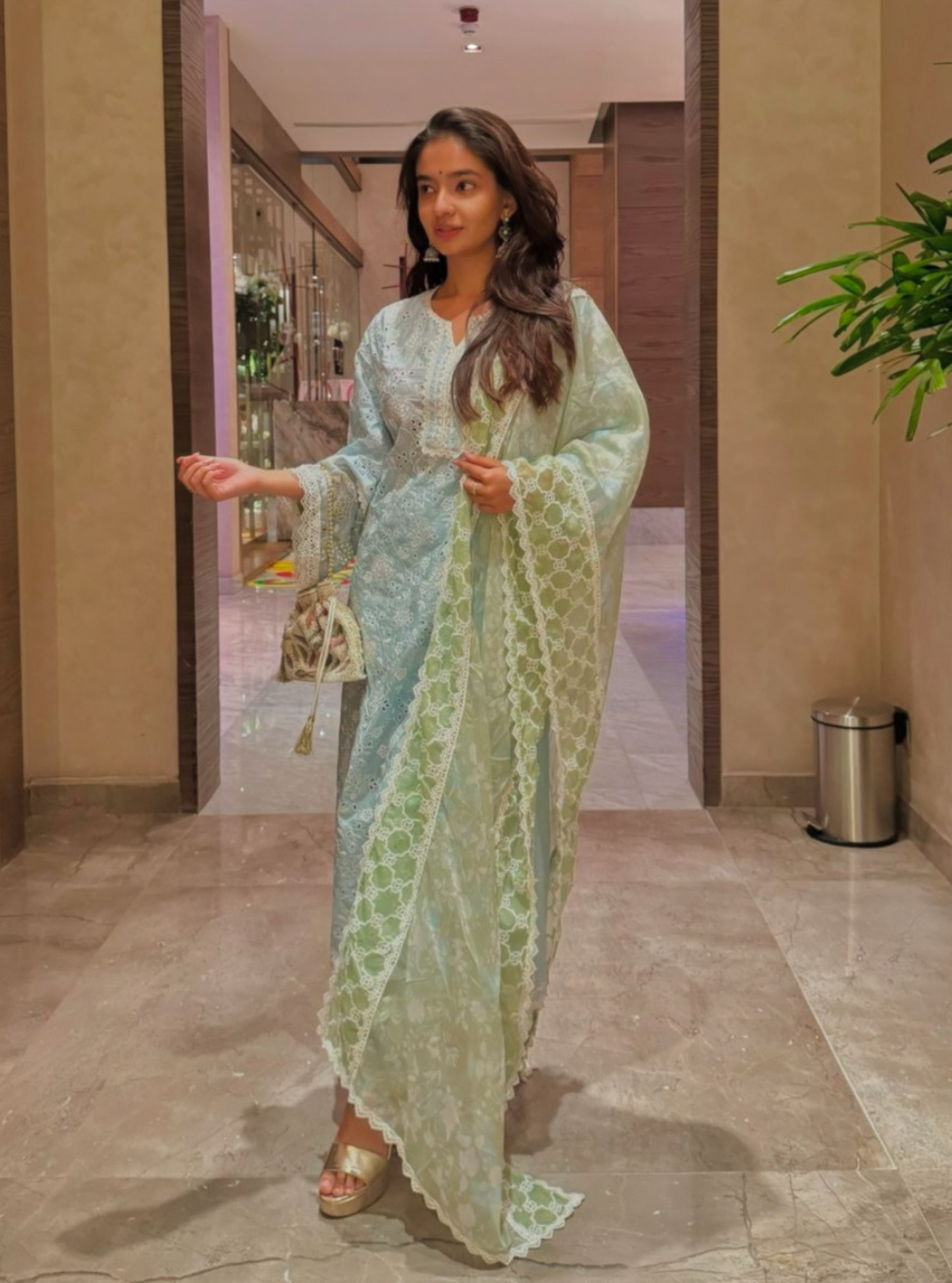 Aaroh Supima Cotton Light Blue Kurta Set