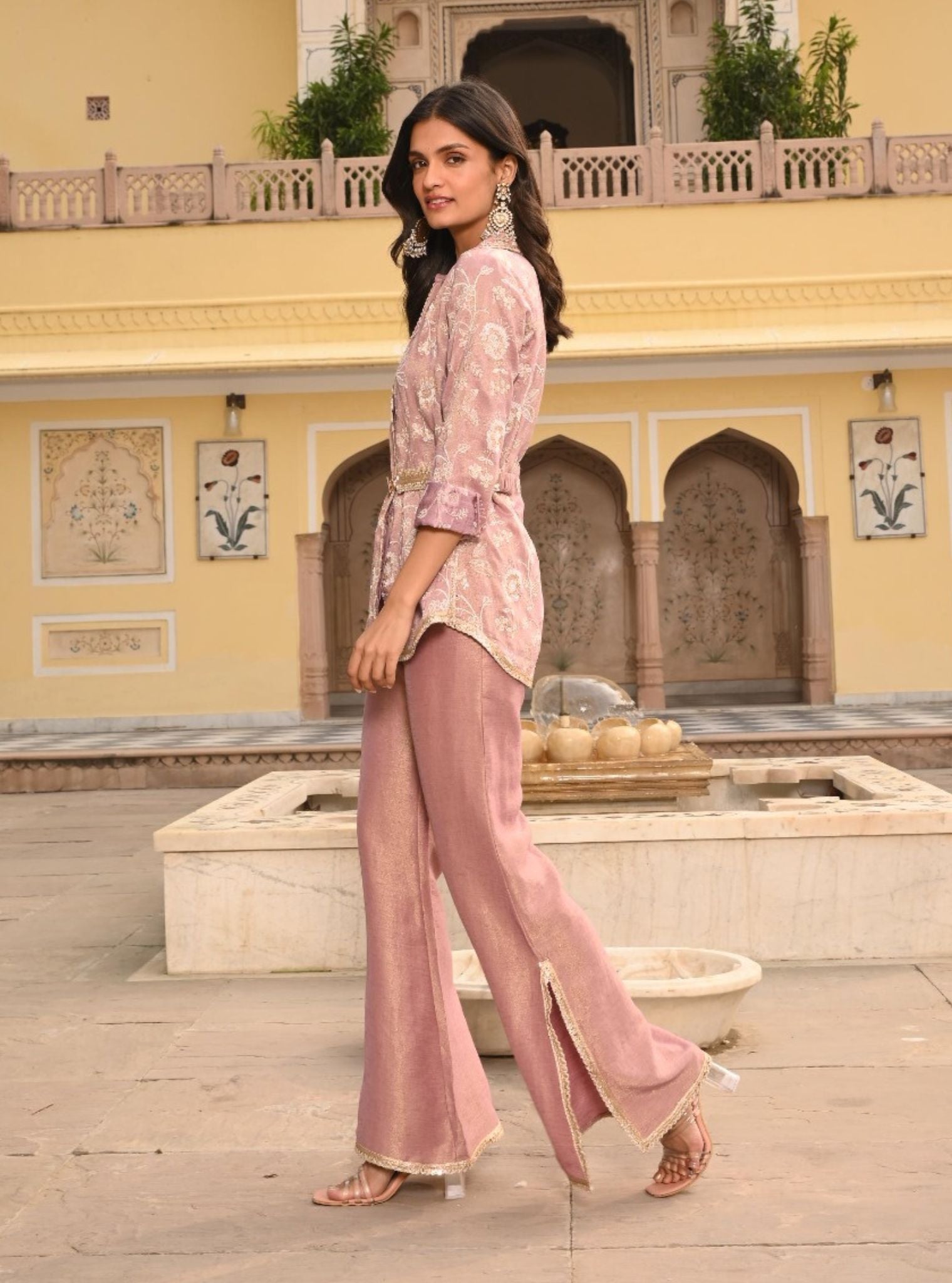 Savera Tissue Satin Lilac Co-ord Set