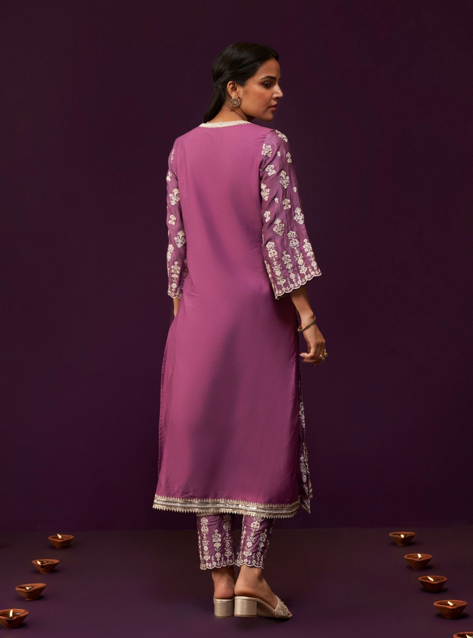 Florentina Cupro Satin Purple Kurta Set