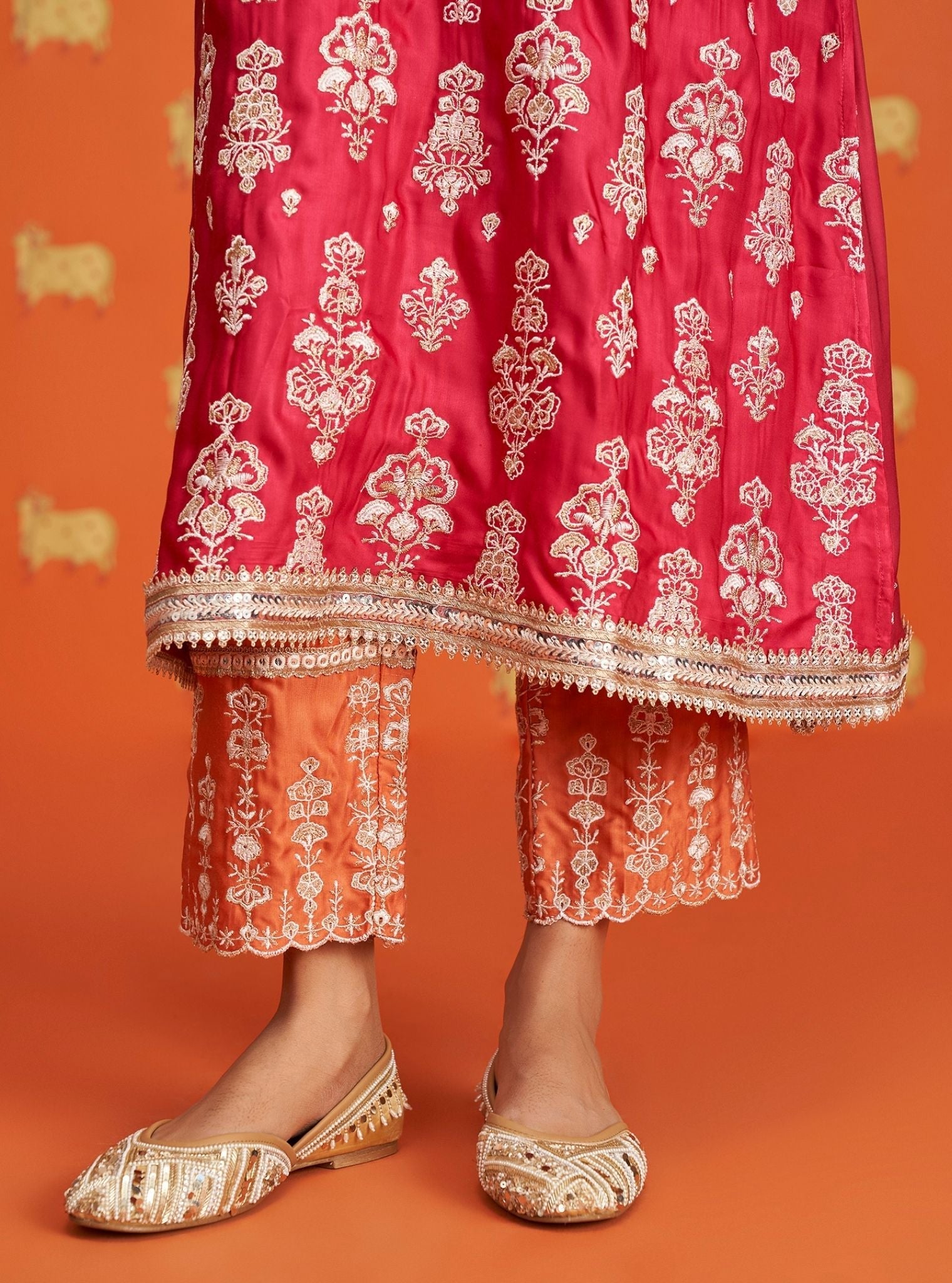 Florentina Cupro Satin Fuschia Kurta Set