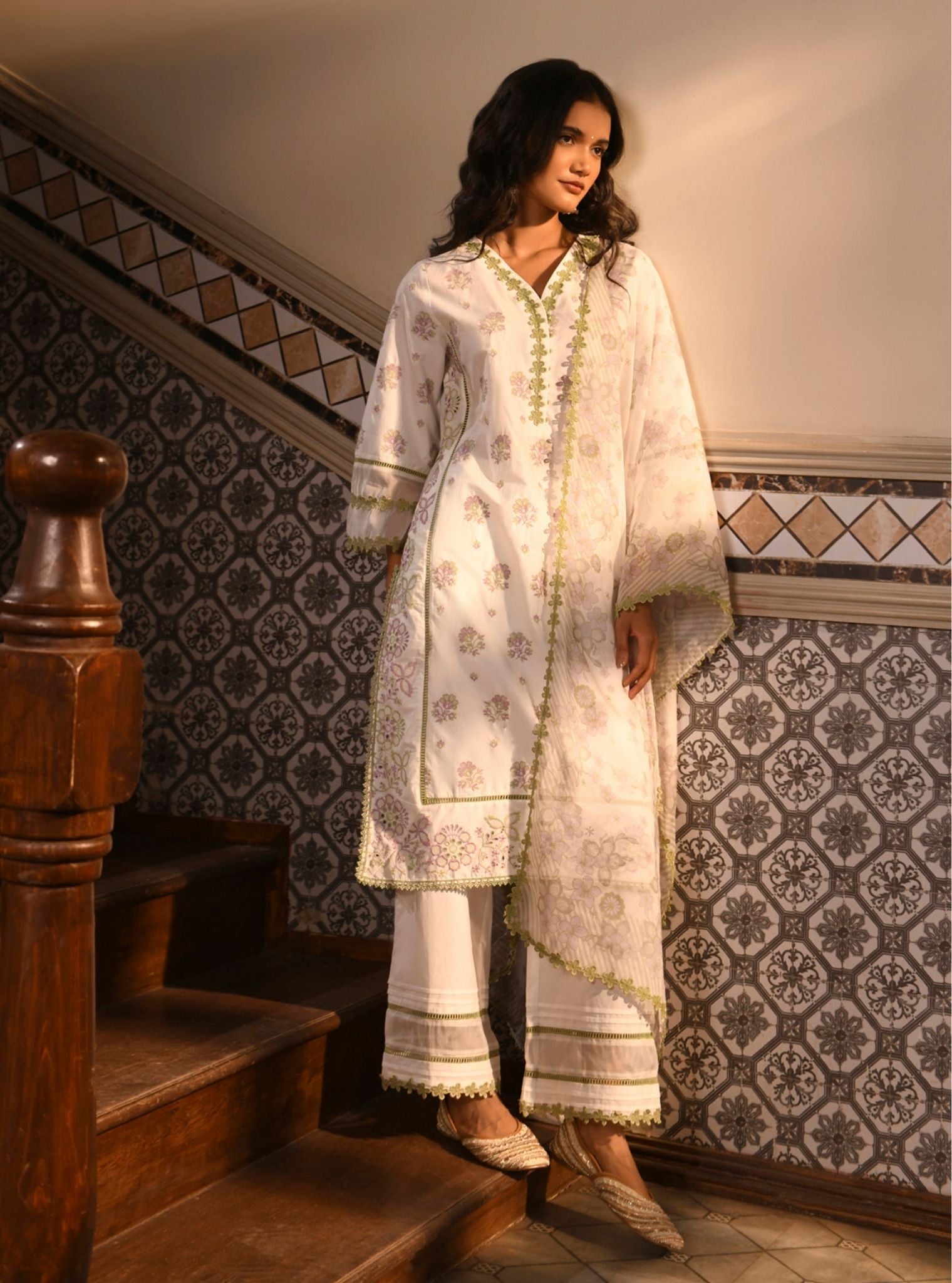 Banu Supima Cotton White Kurta Set
