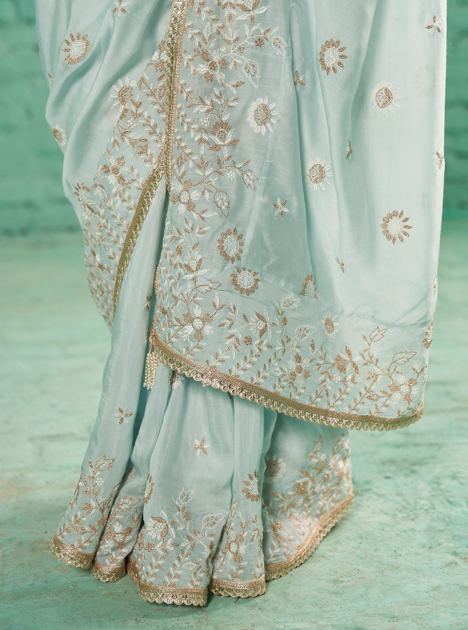 Dara Silk Light Blue Saree