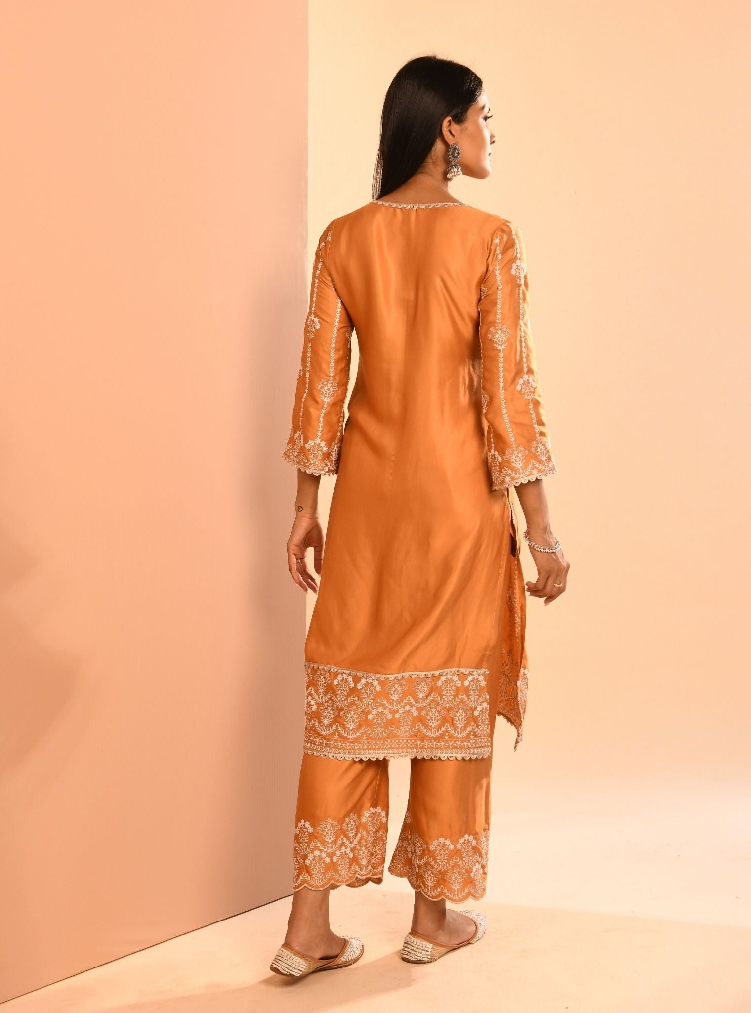 Zoya Cupro Orange Kurta Set