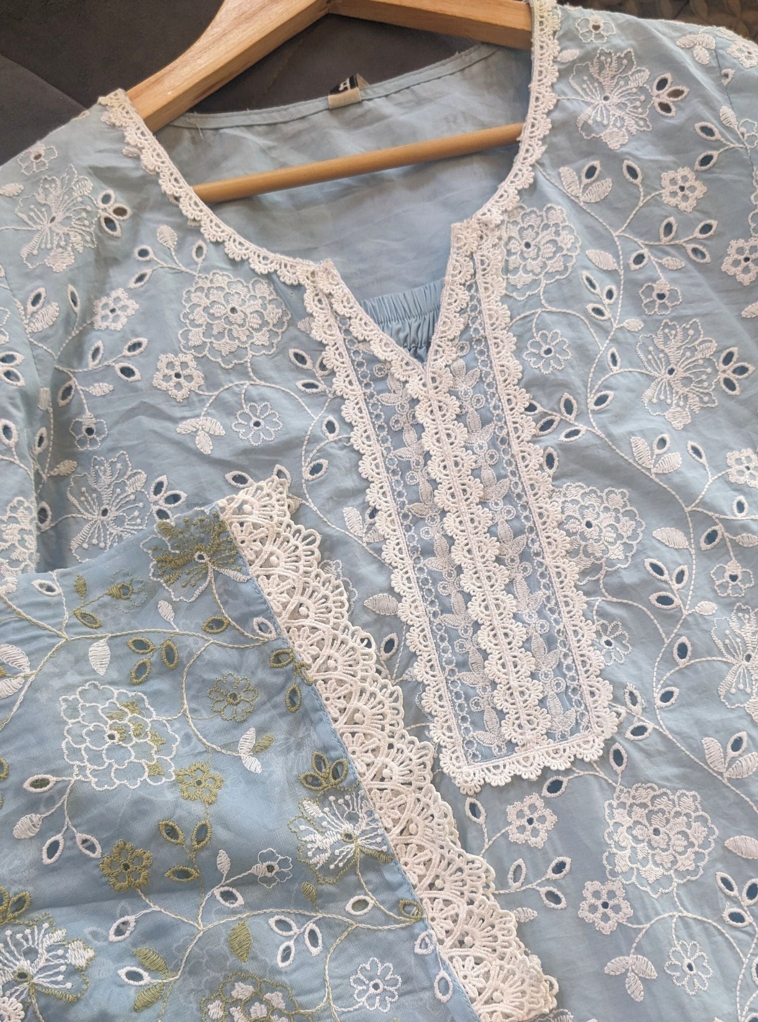 Aaroh Supima Cotton Light Blue Kurta Set