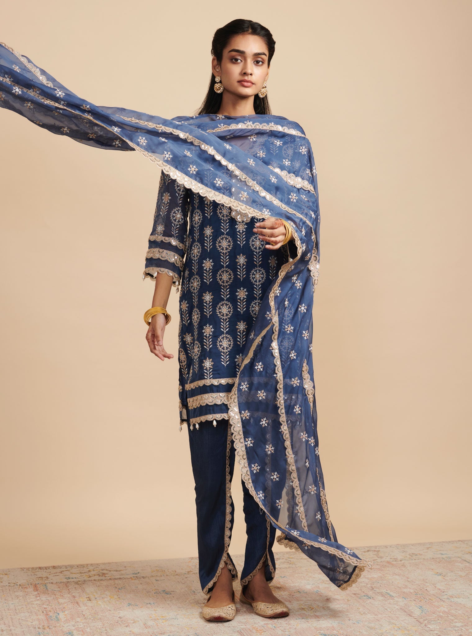 Surma Organza Navy Kurta Set