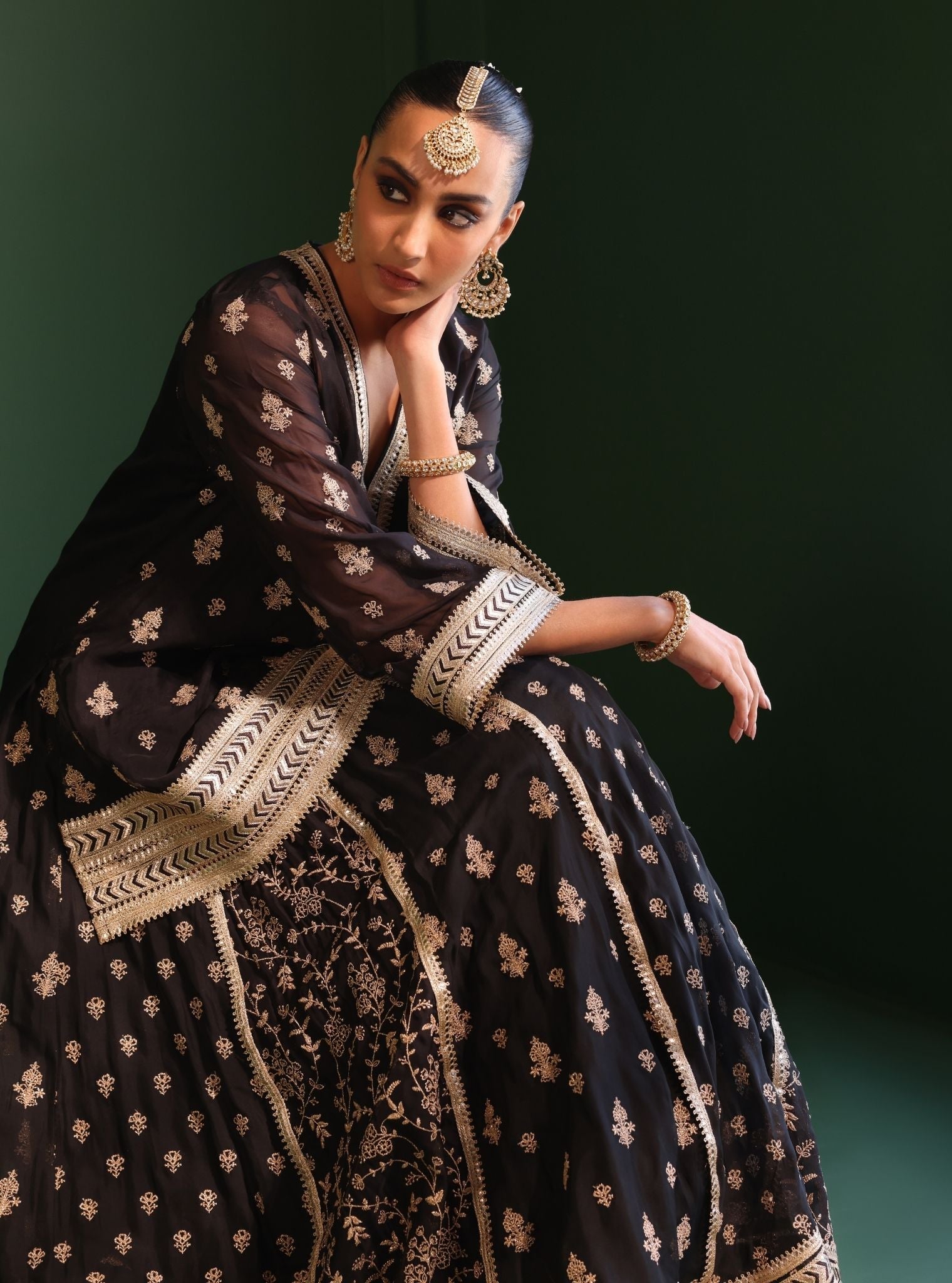 Tarang Organza Black Kurta Set
