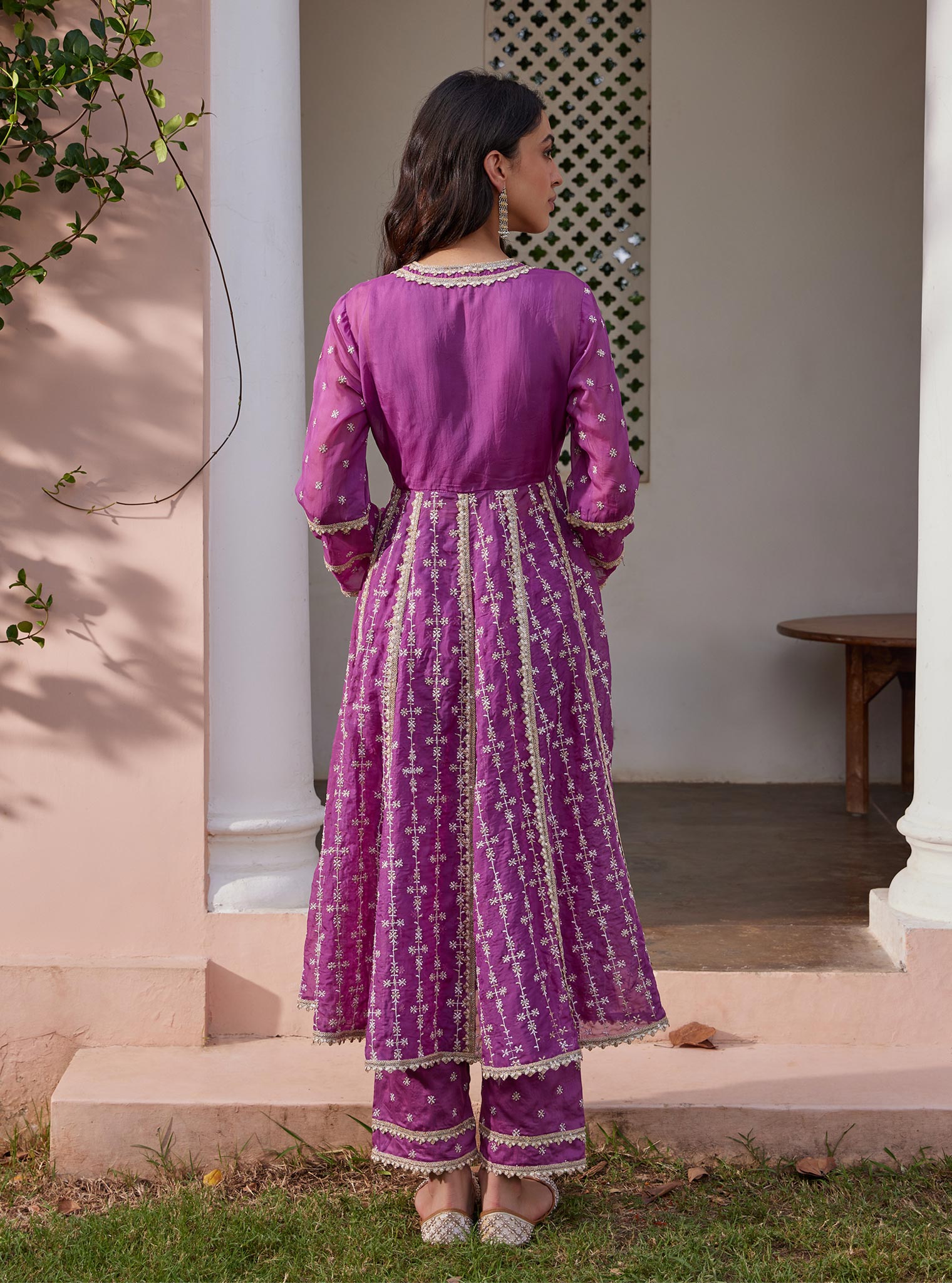 Simhi Organza Lilac Anarkali Kurta Set