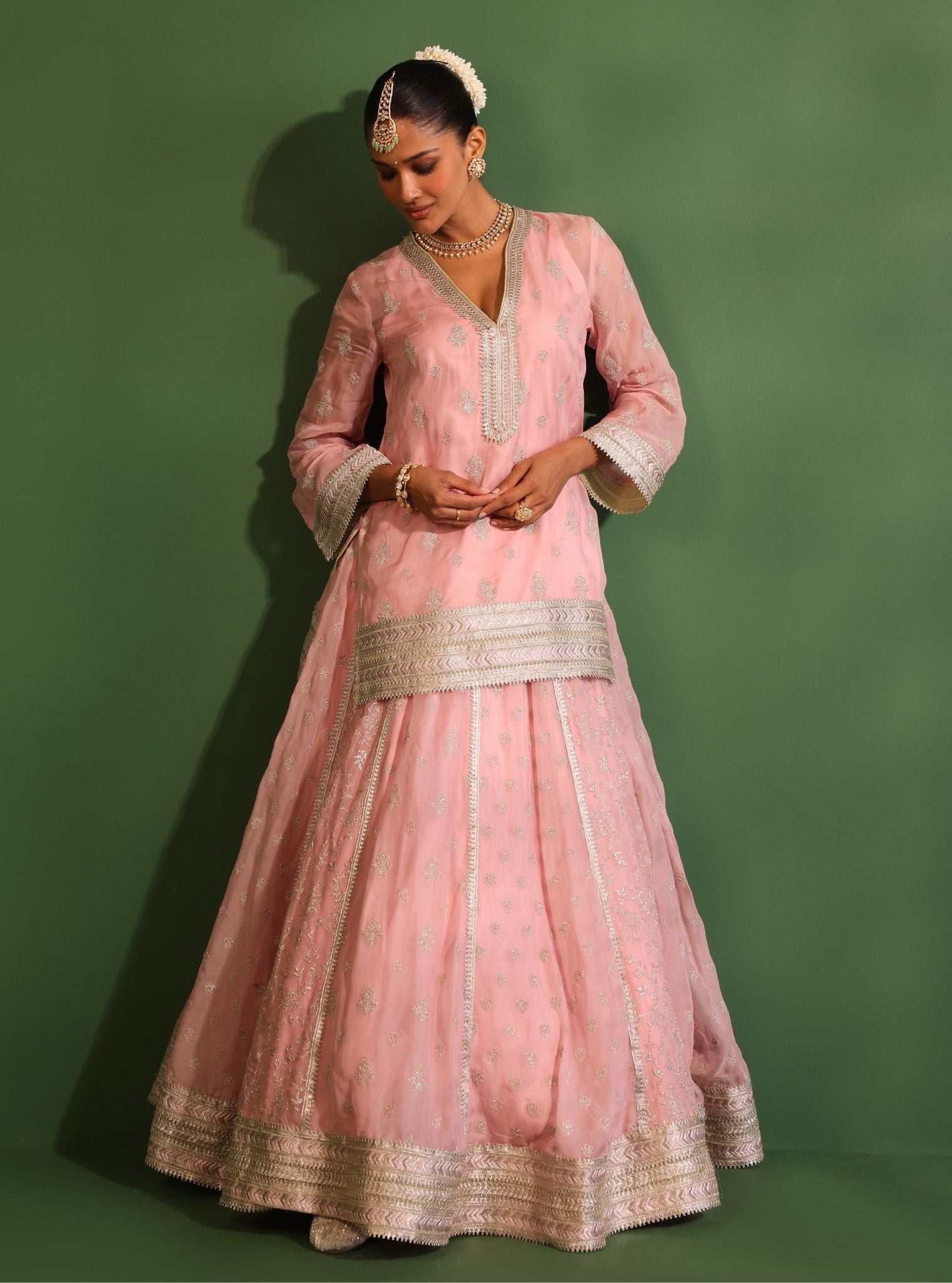 Tarang Organza Onion Pink Kurta Set
