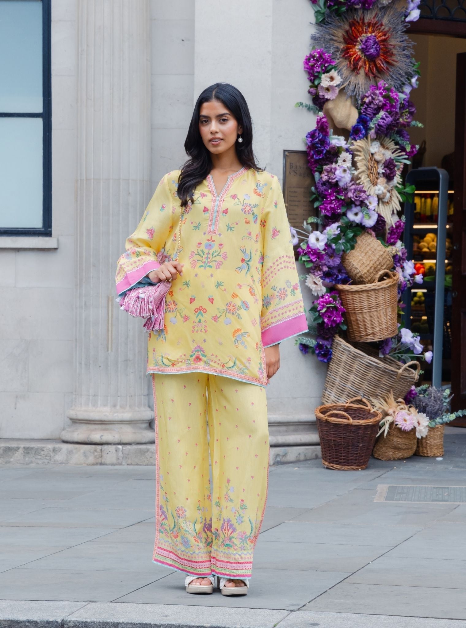 Evara Lawn Printed Yellow Top Set