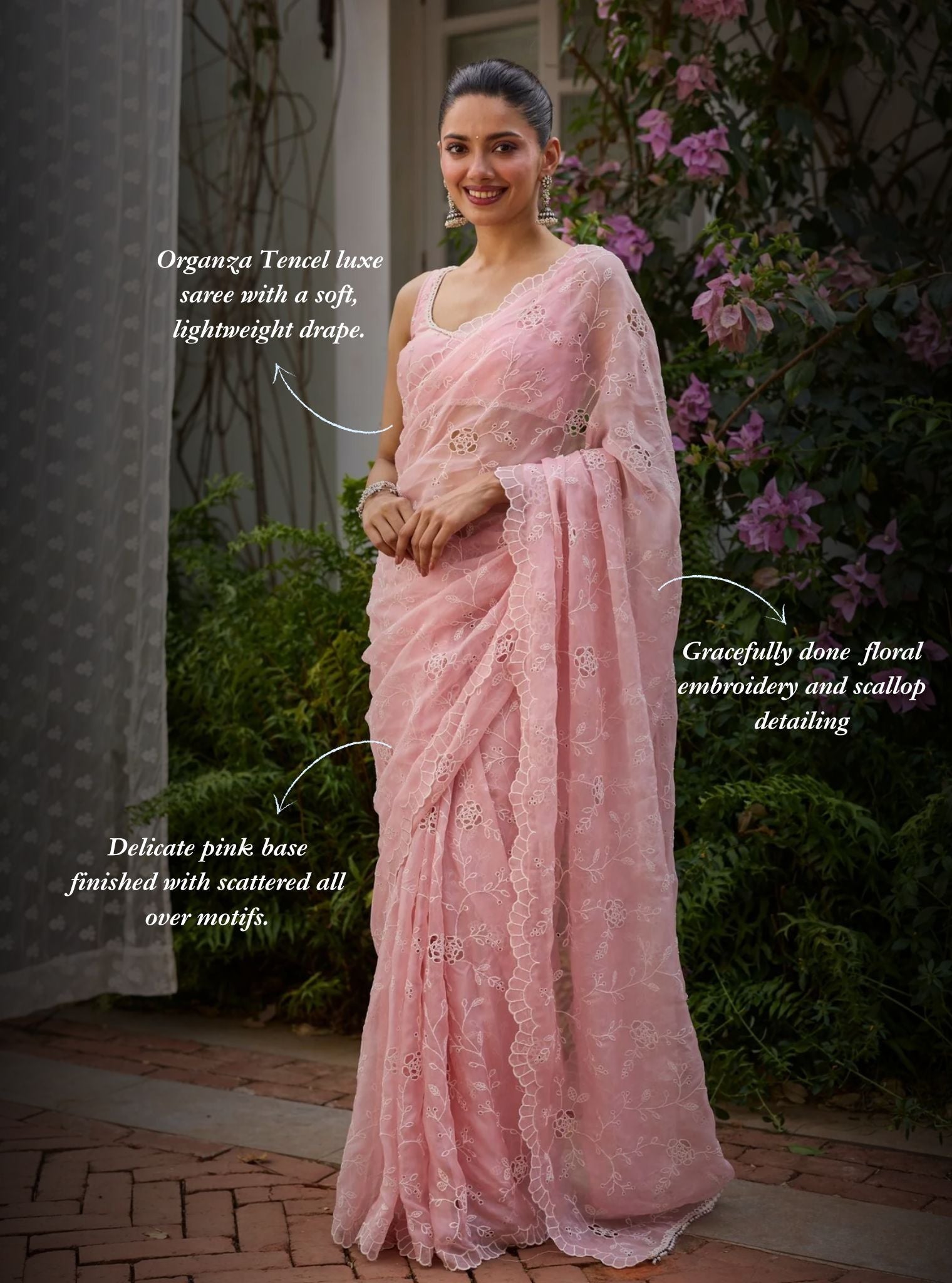 Roro Organza Pink Saree