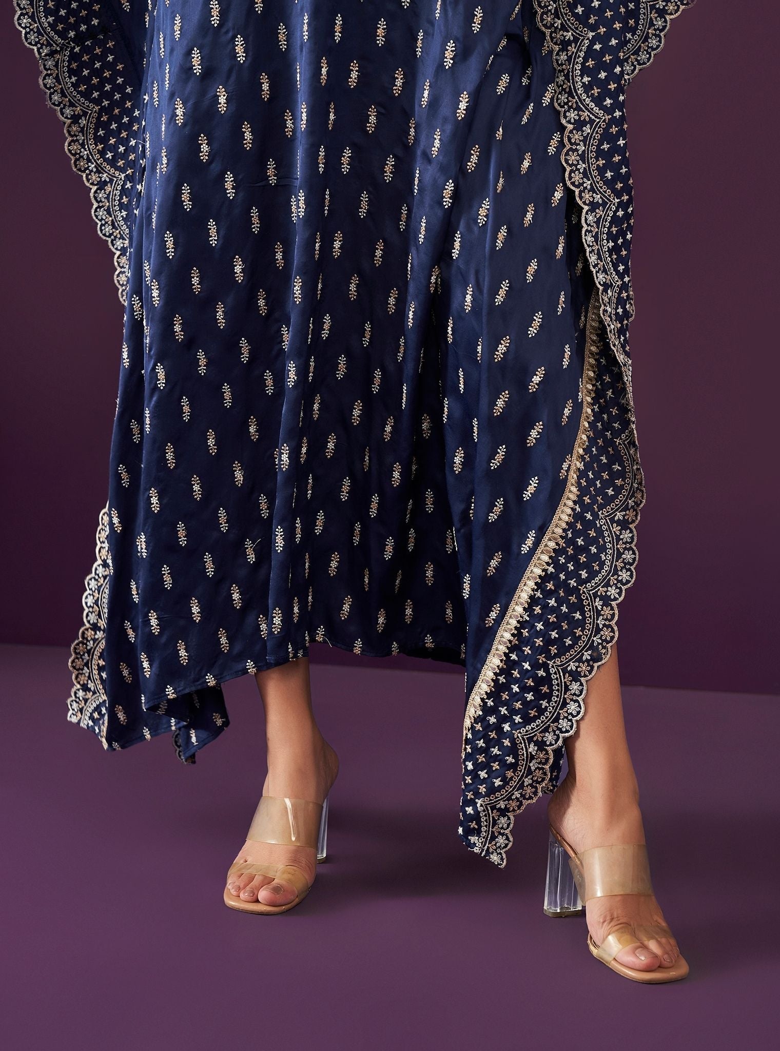 Florian Cupro Satin Navy kaftan