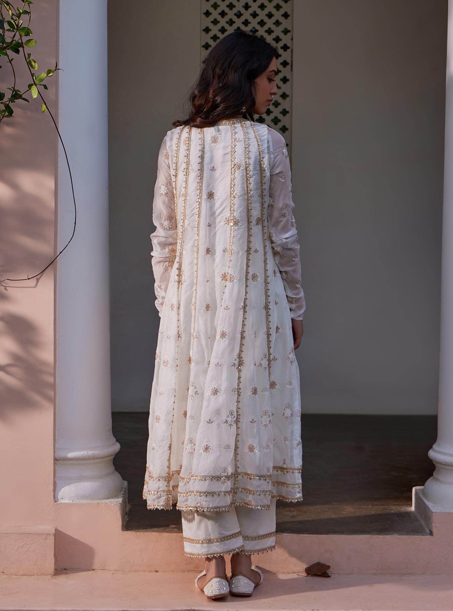 Agira Organza Off White Anarkali Kurta Set