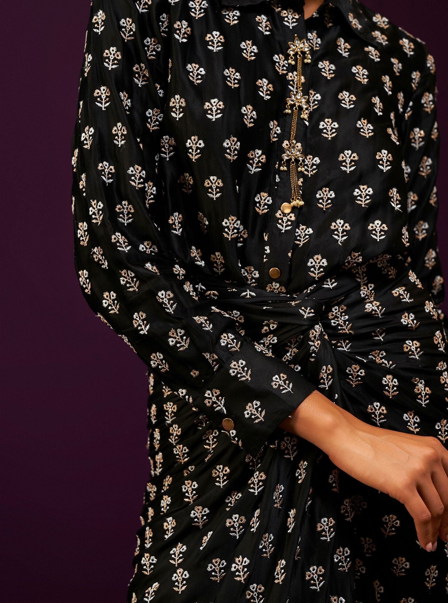 Florine Cupro Satin Black Co-ord Set