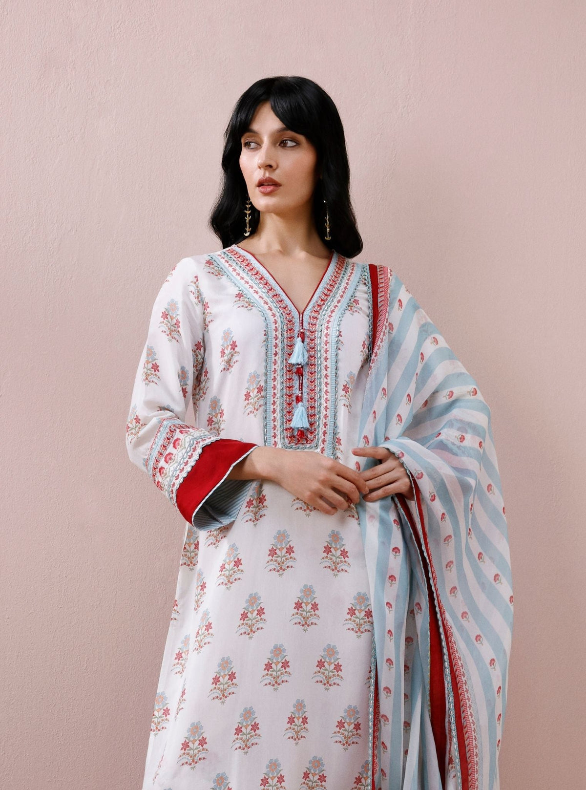 Zela Lawn Printed Off-White Kurta Set