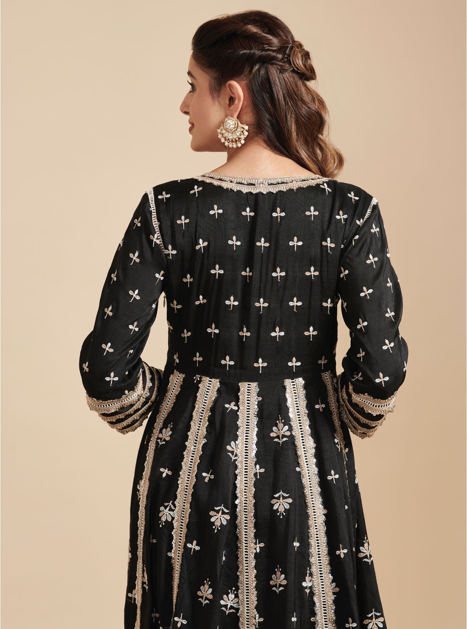 Khanak Silk Black Anarkali Kurta Set