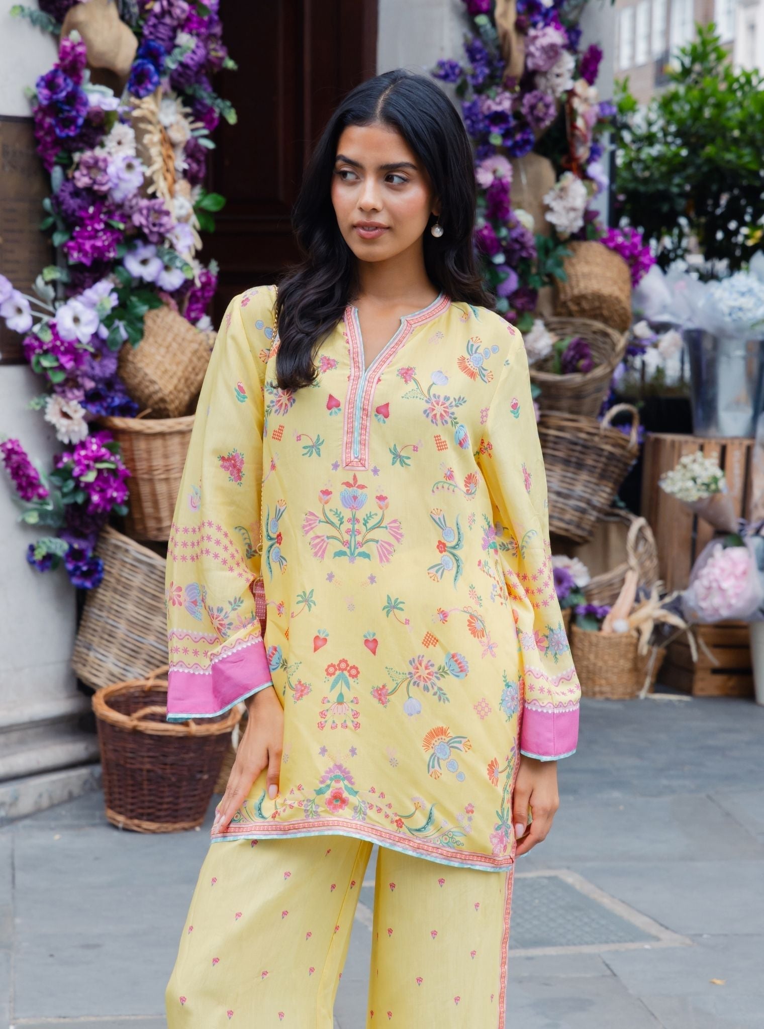 Evara Lawn Printed Yellow Top Set
