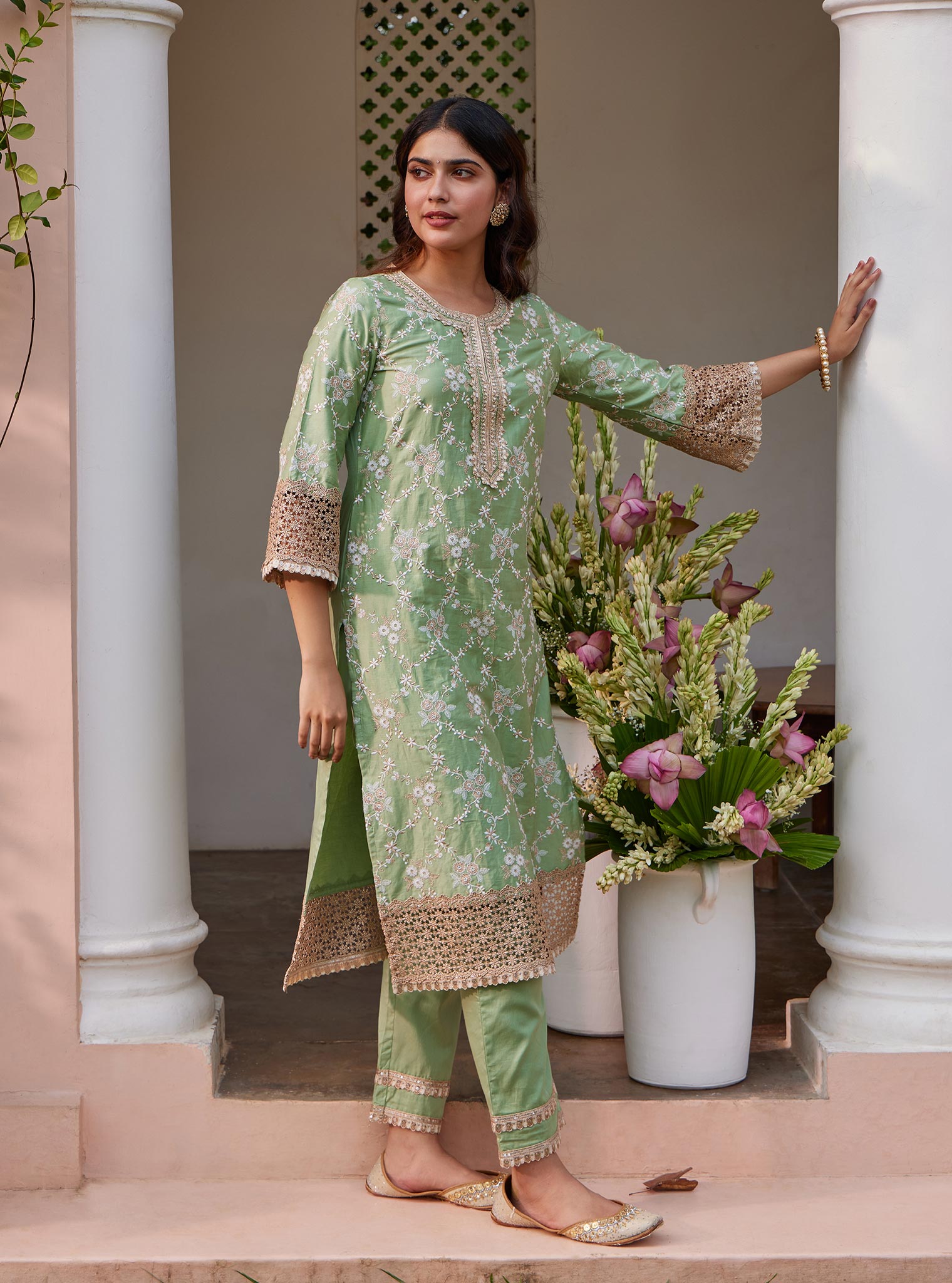 Agasti Pima Green Kurta Set
