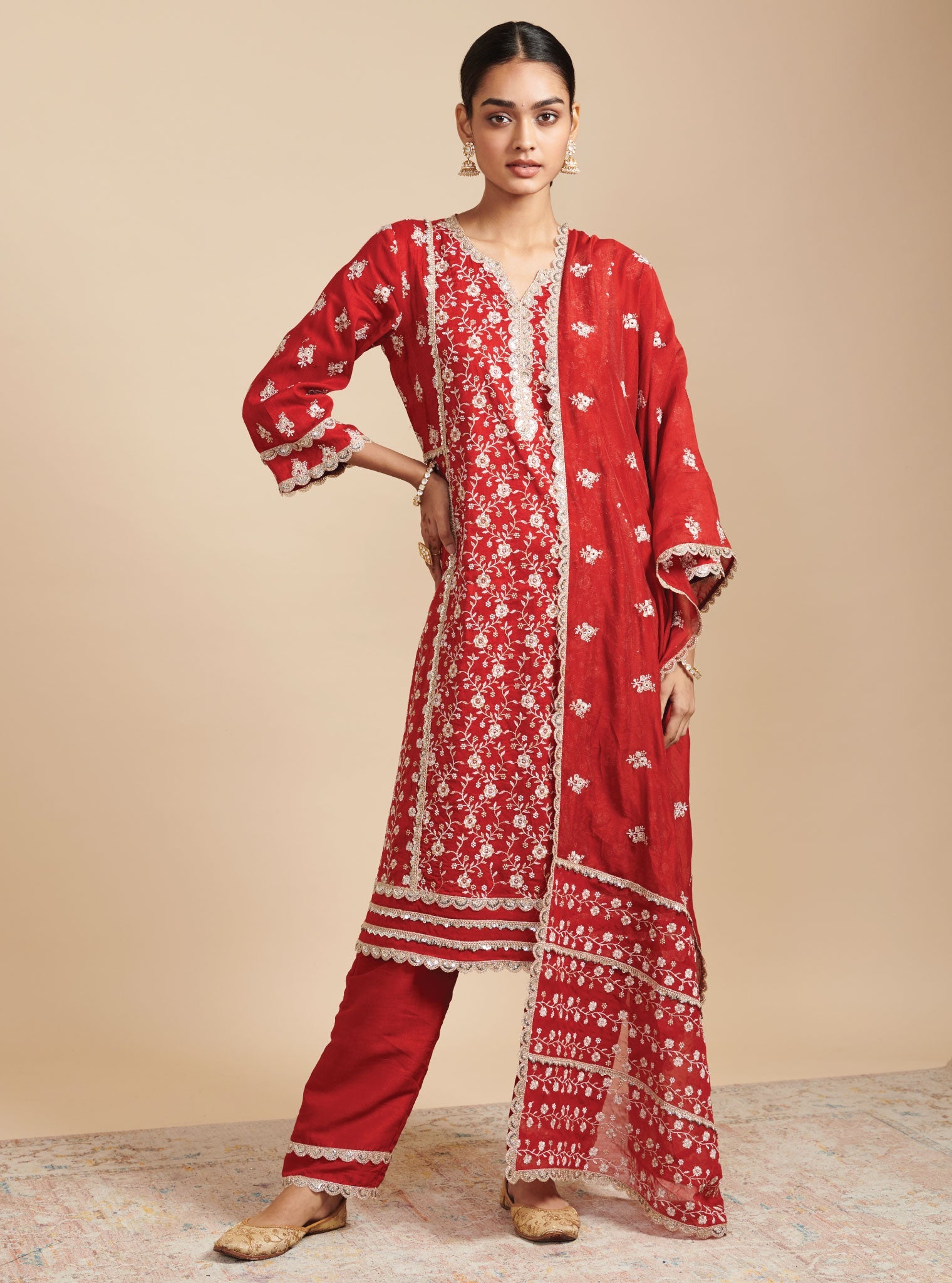 Kaashni Silk Red Kurta Set