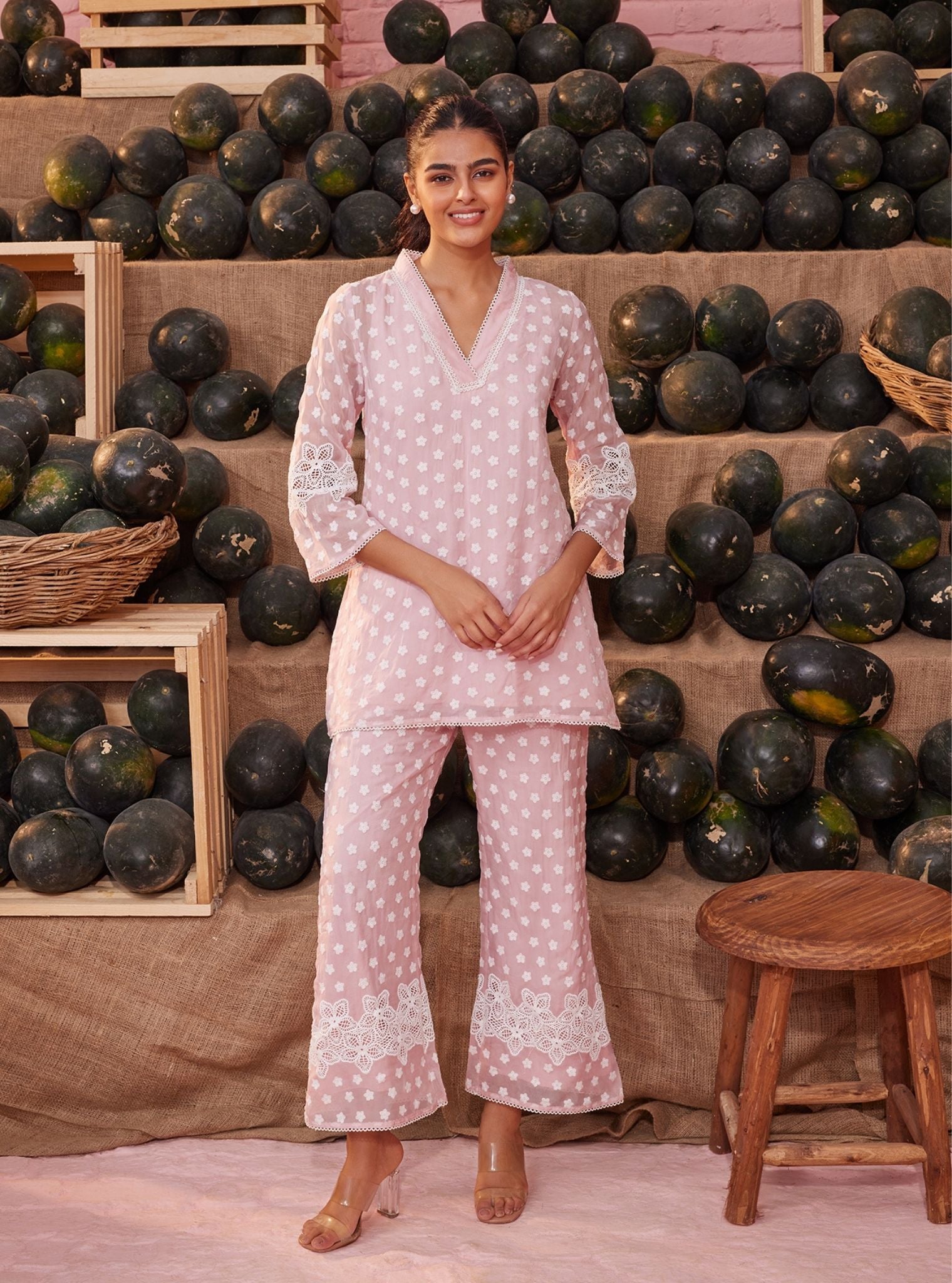 Rue Organza Light Pink Co-ord Set