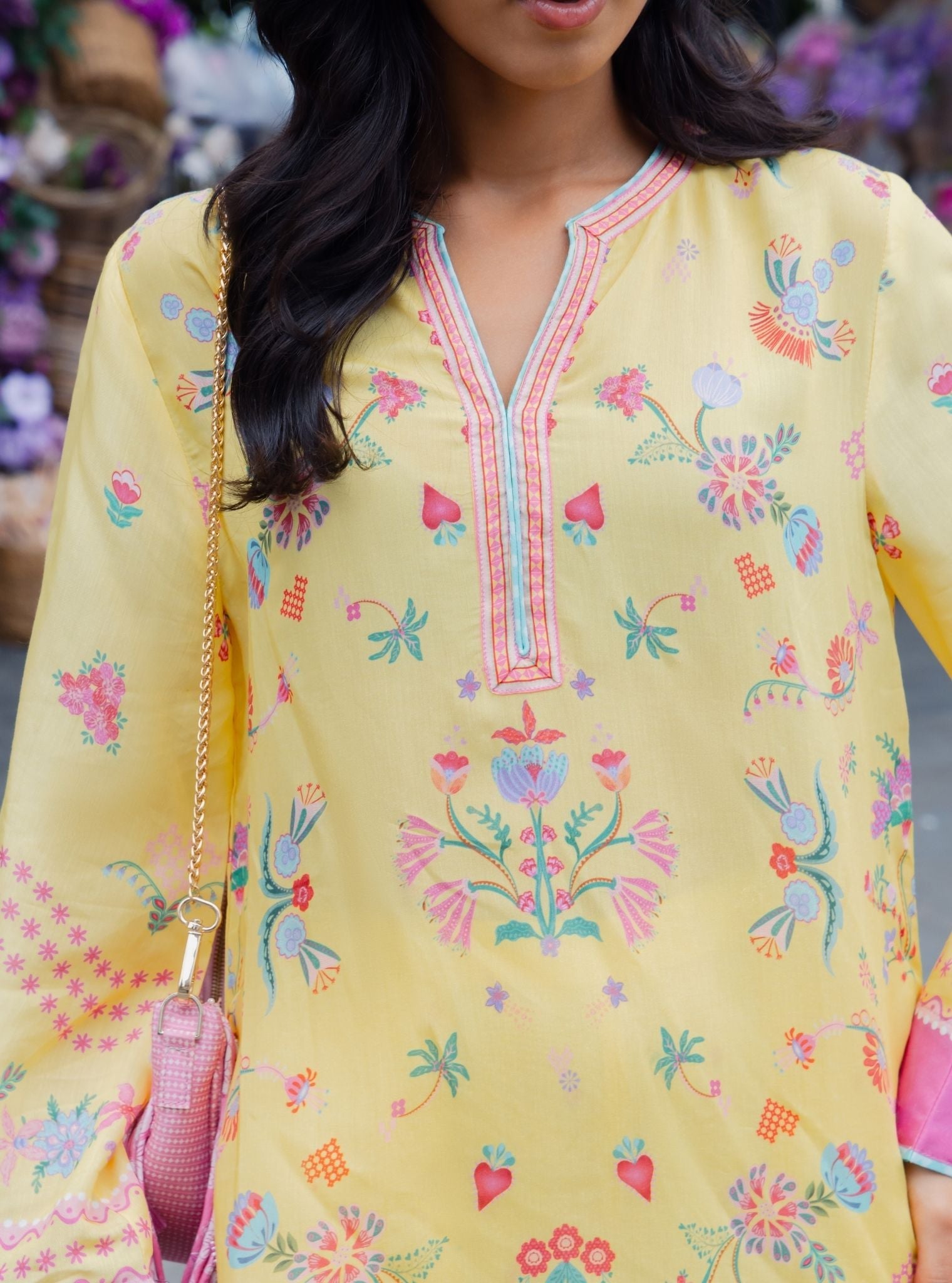 Evara Lawn Printed Yellow Top Set