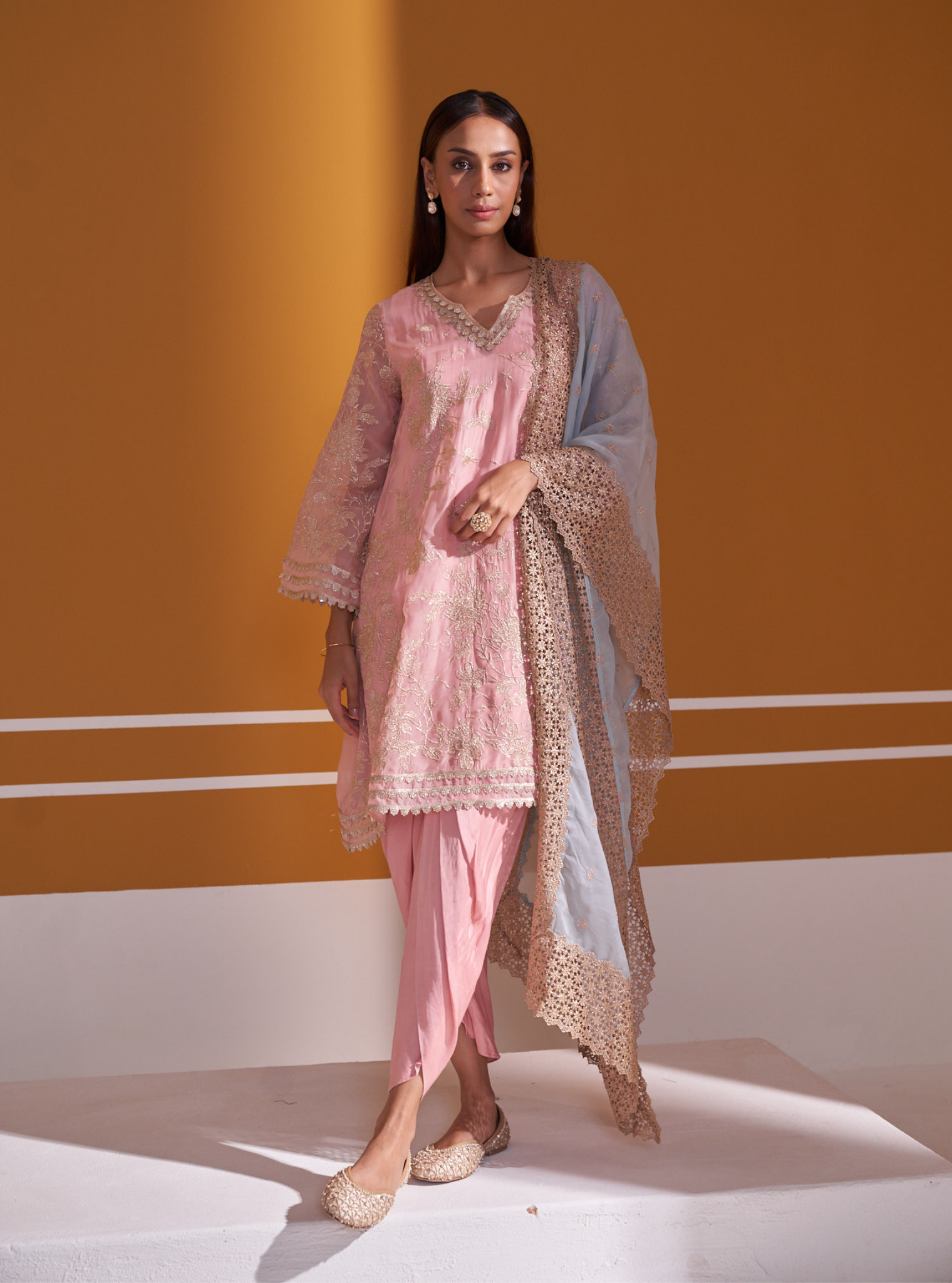 Sunee Organza Pink Kurta Set