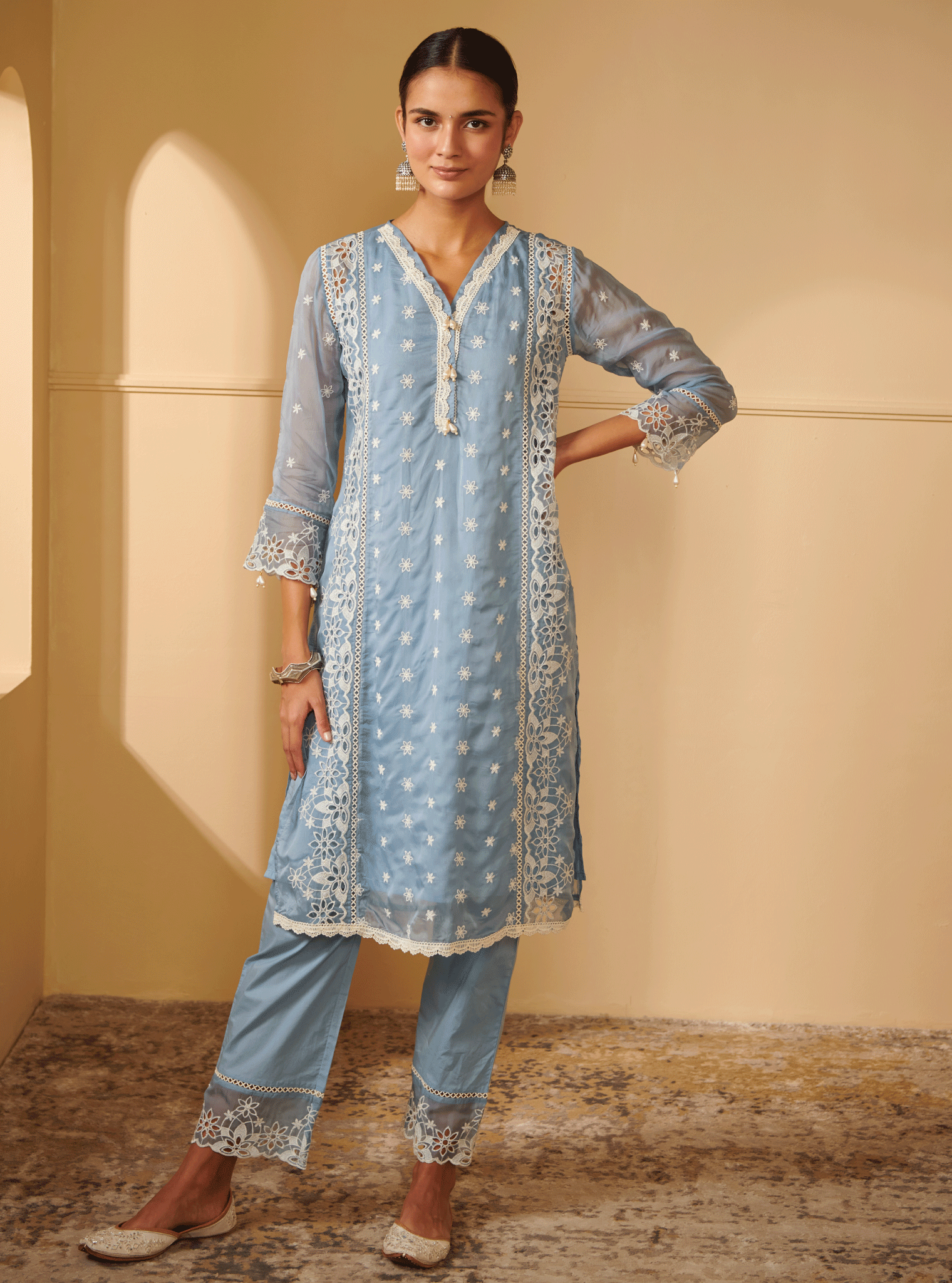 Valya Organza Blue Kurta Set