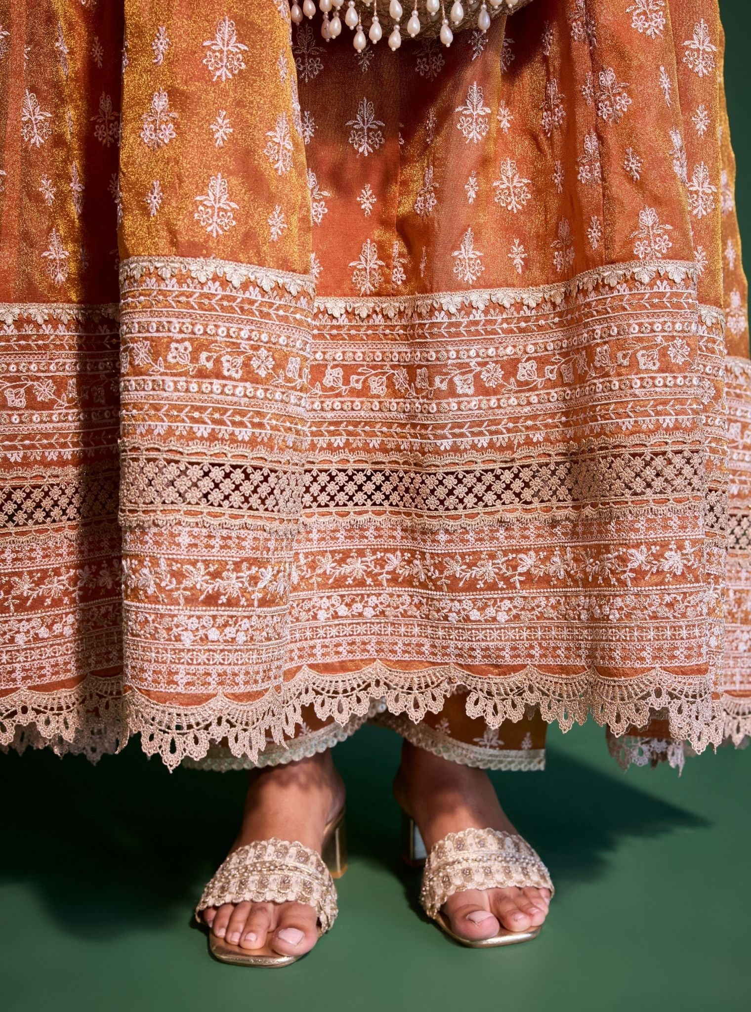 Jalwa Luxe Organza Orange Anarkali Kurta Set