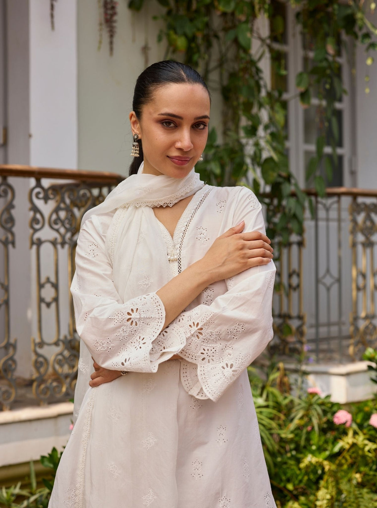 Leniya Supima Cotton White Kurta Set
