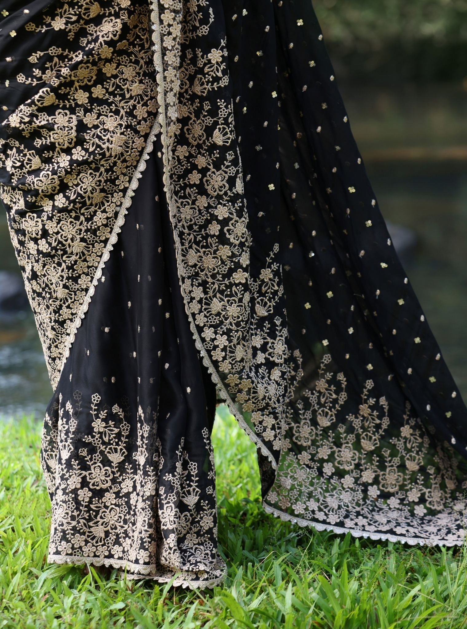 Leela Organza Black Saree