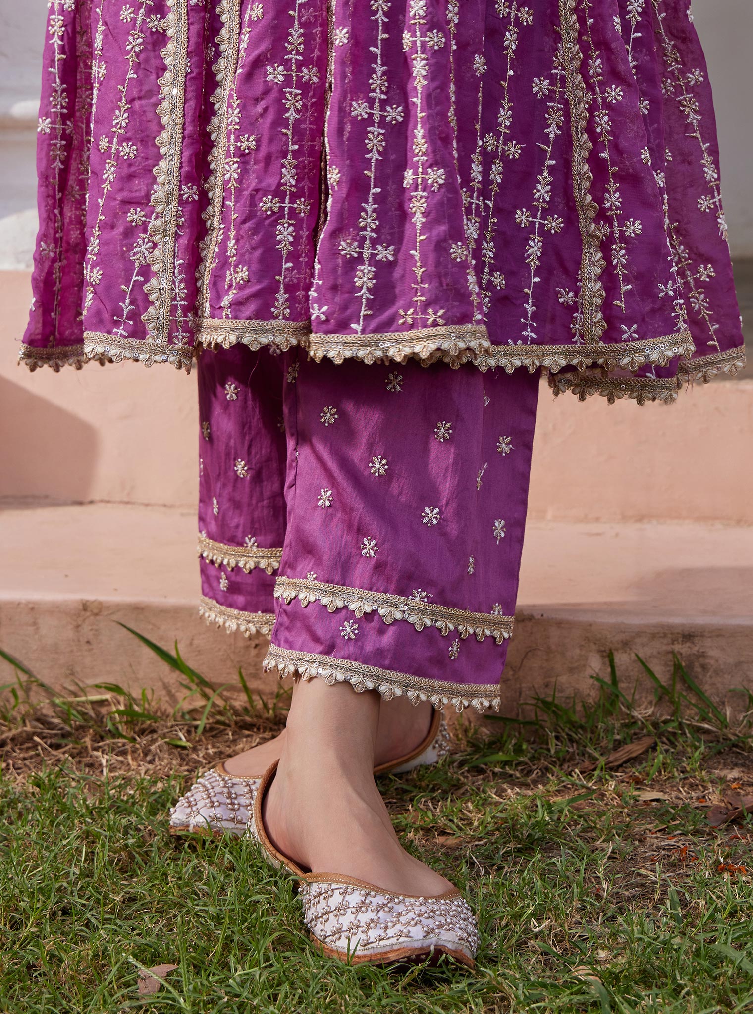 Simhi Organza Lilac Anarkali Kurta Set