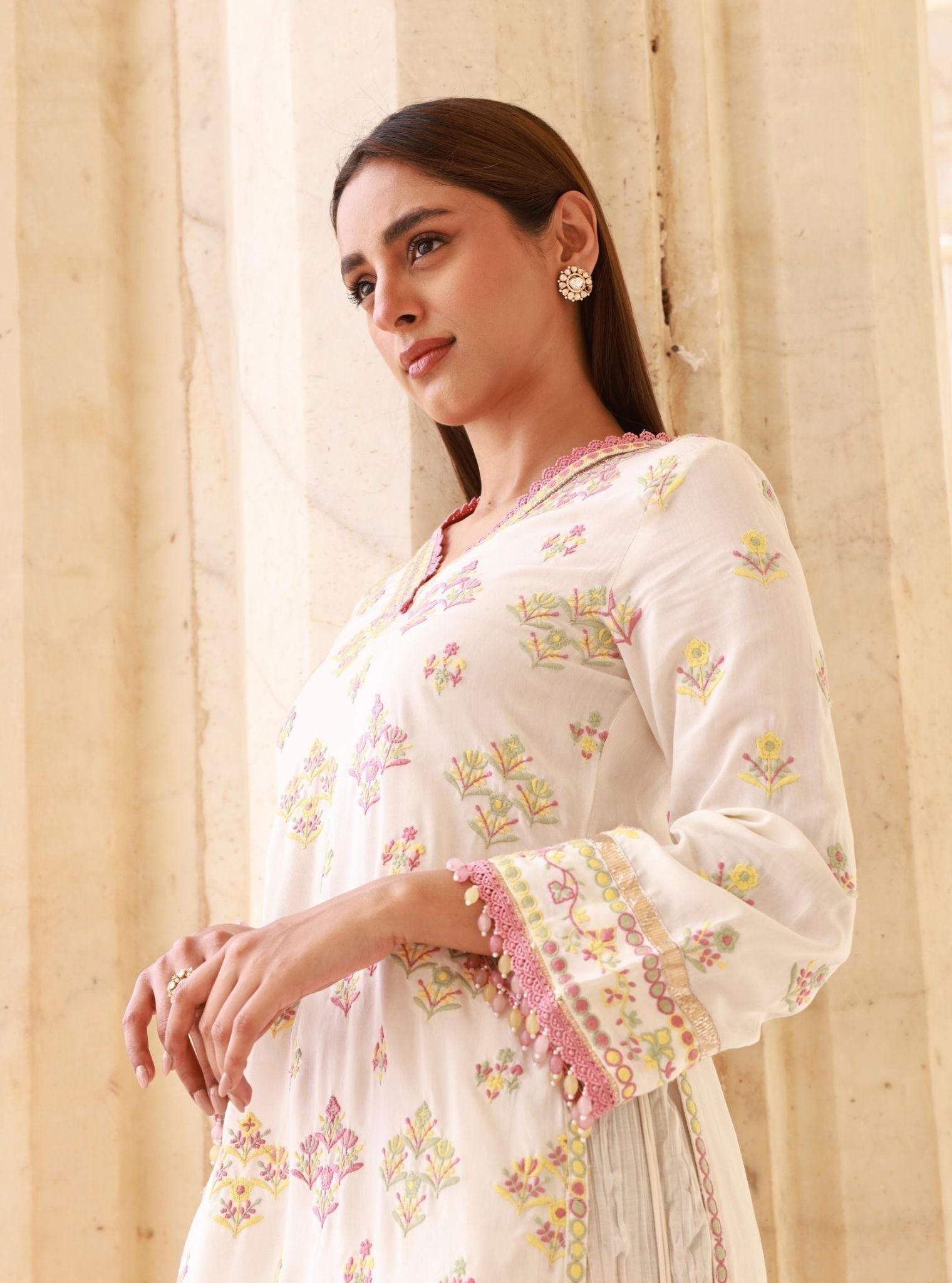 Anekya Lawn Off White Sharara Set