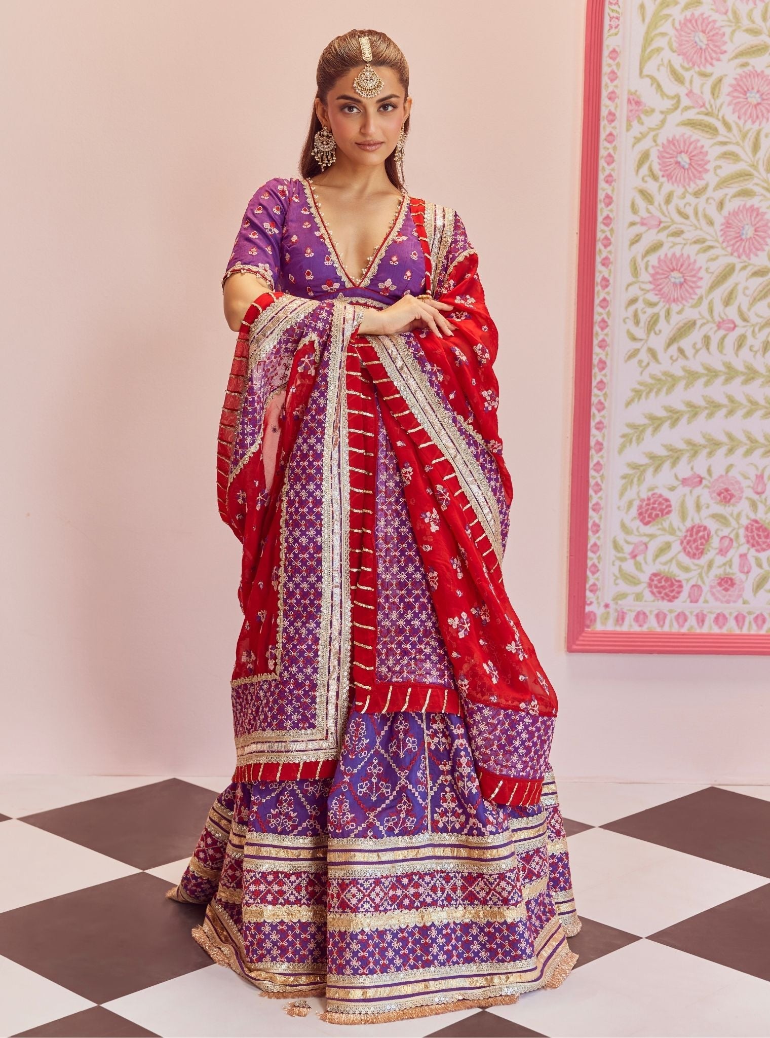 Anton Bemberg Silk Purple Lehenga