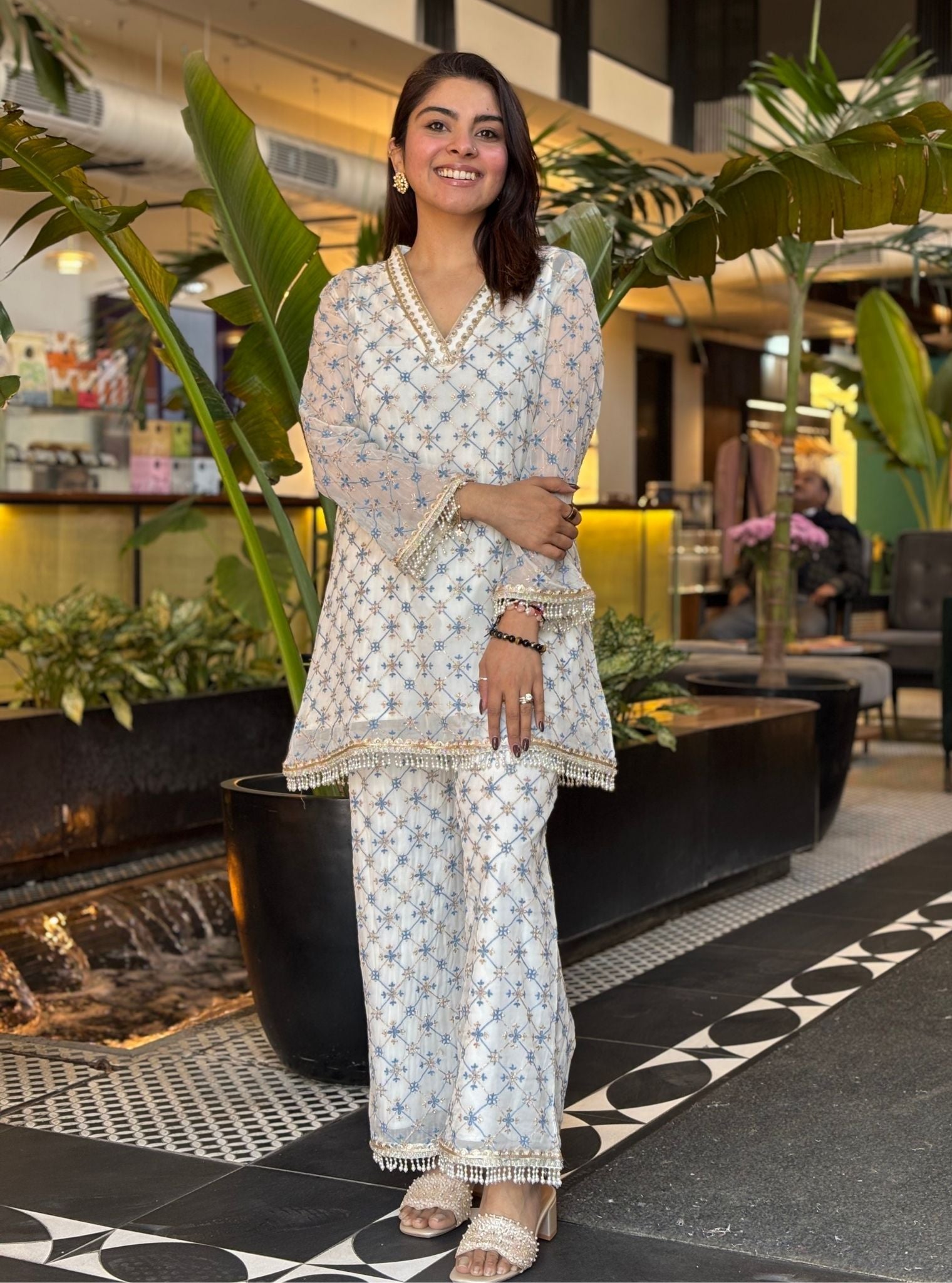 Annira Organza Off White Co-ord Set