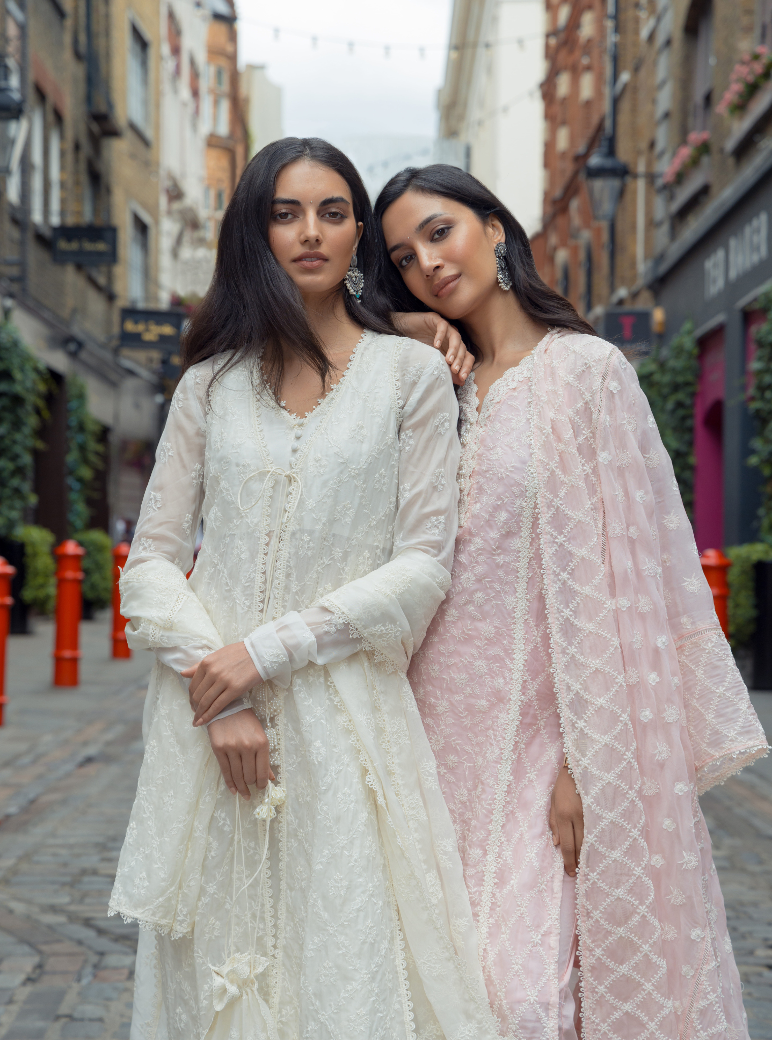 Essex Organza Off White Anarkali Kurta Set