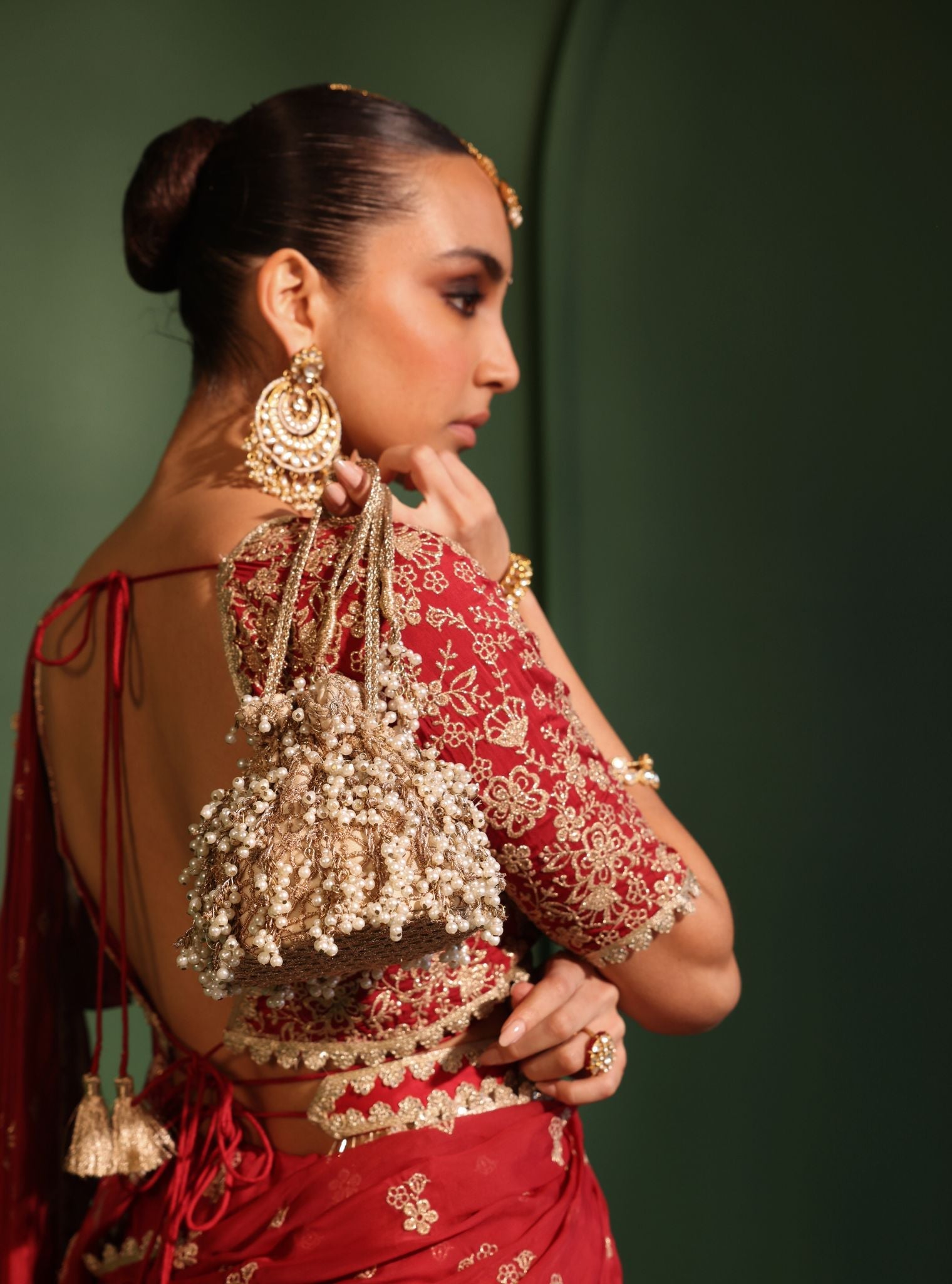 Mulmul Adheera Gold Mini Potli Bag