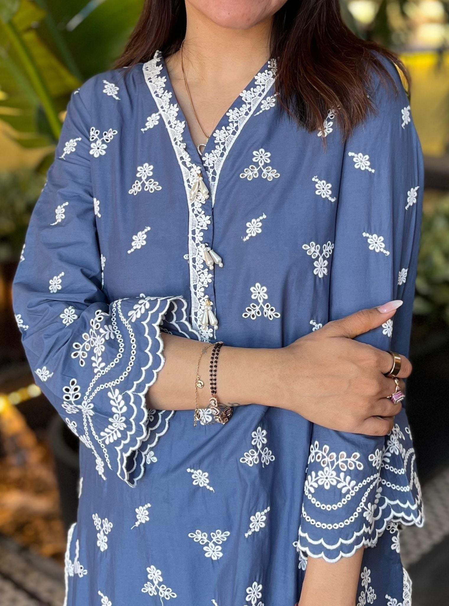 Satari Supima Cotton Navy Kurta Set