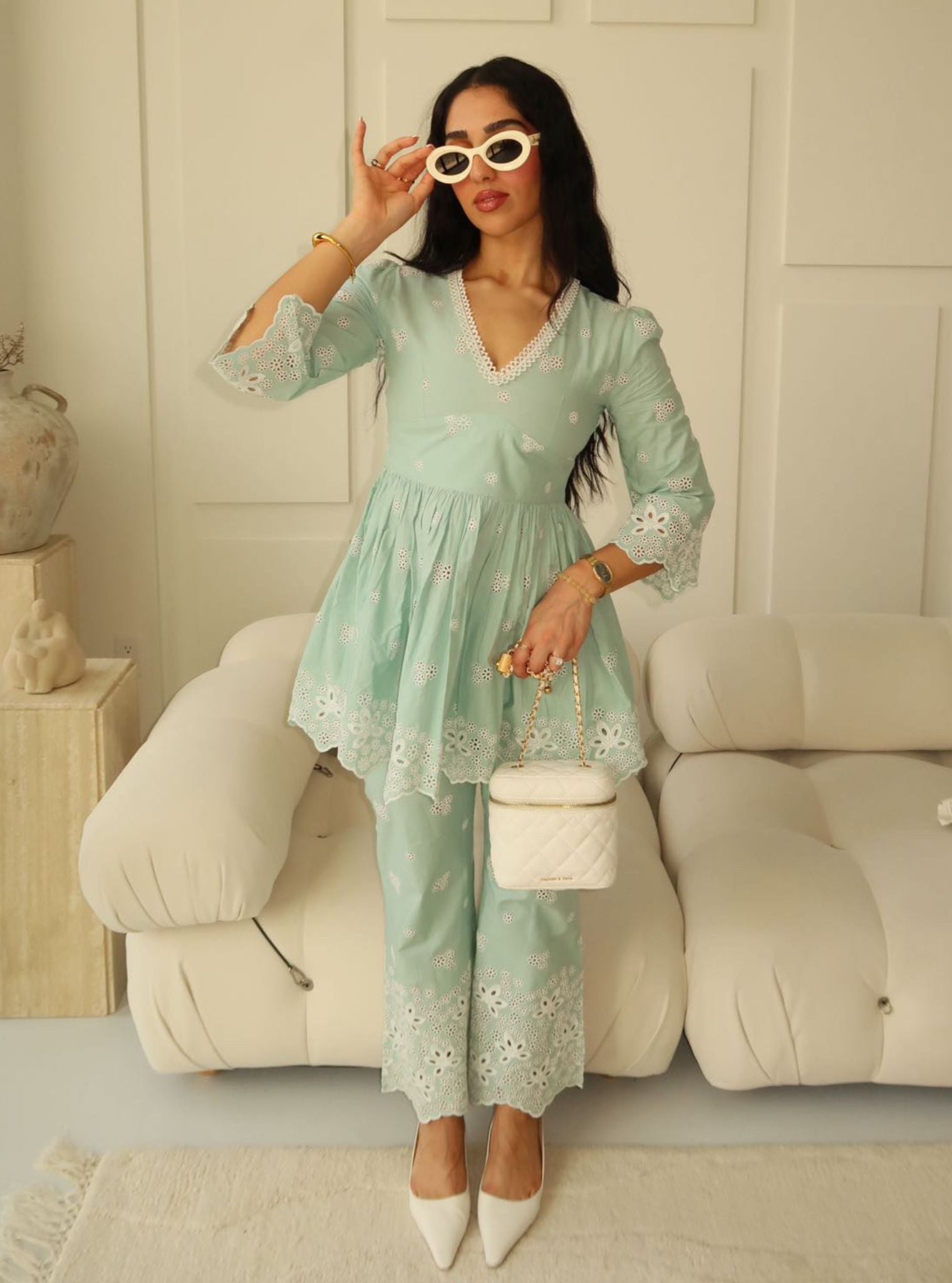 Ayn Supima Cotton Teal Blue Co-ord Set