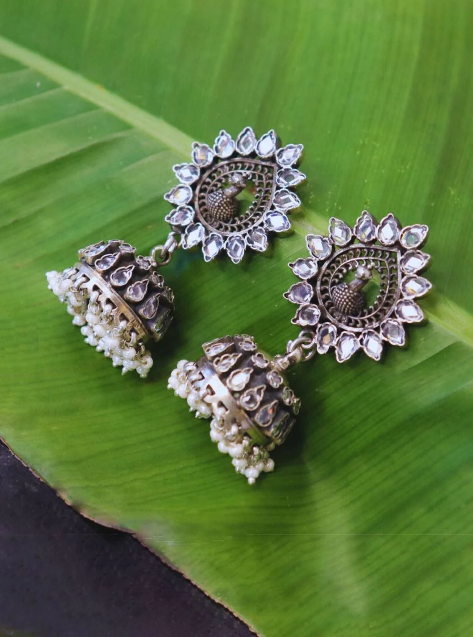 Pure Silver Mayurika Jhumka