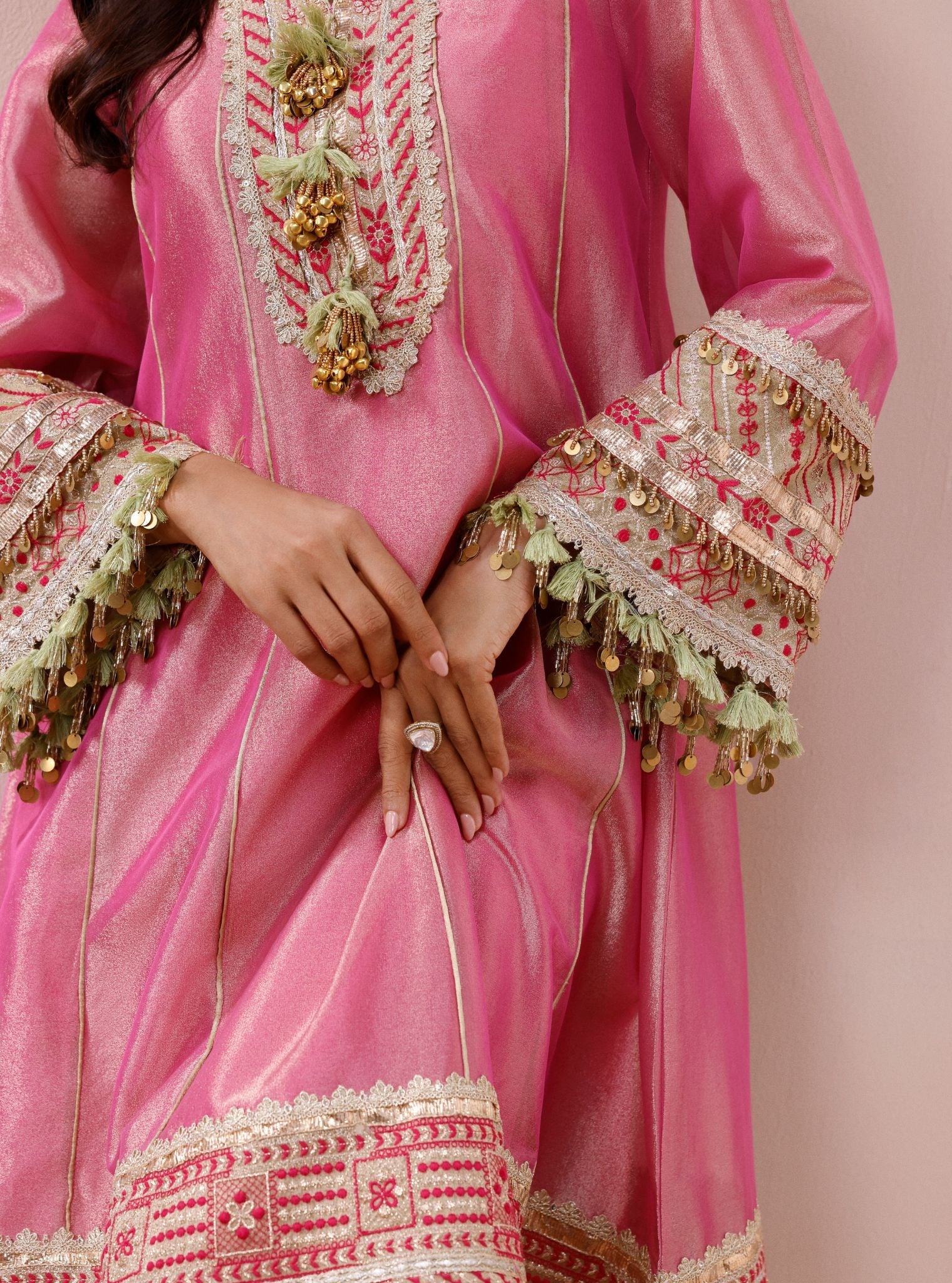 Tissue Shamili Fuschia Kurta Set