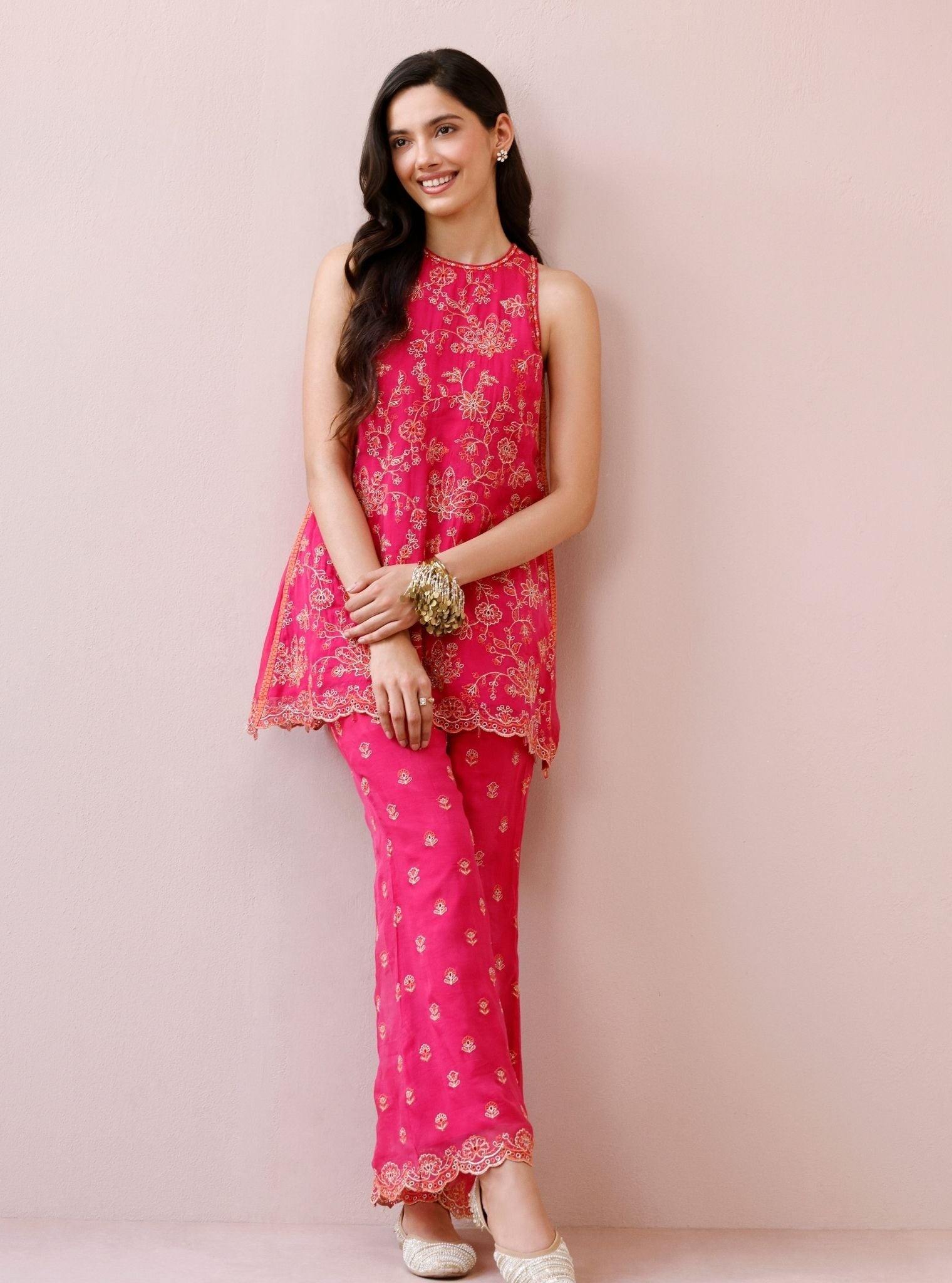 Alouette Organza Fuchsia Co-Ord Set