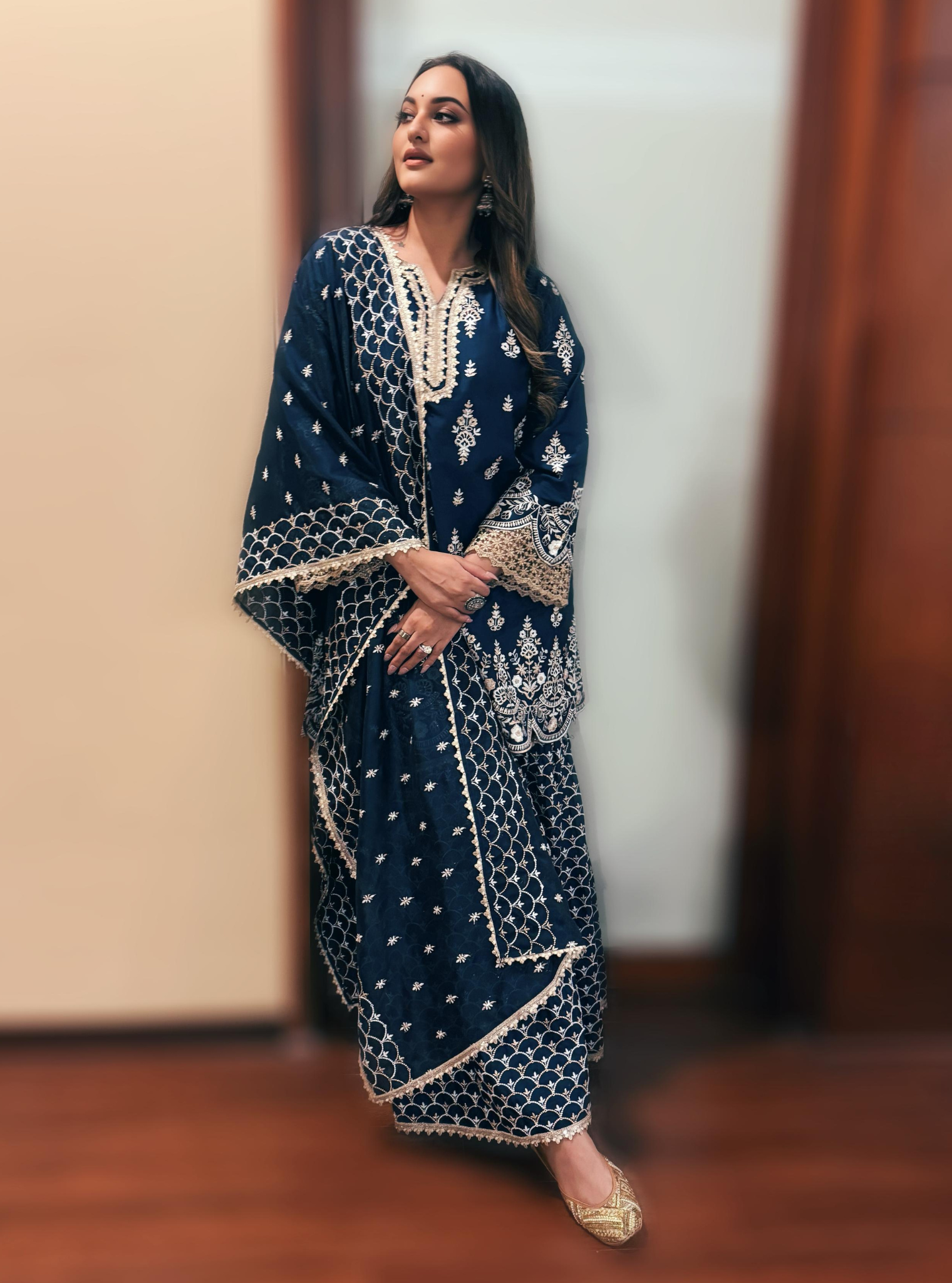 Aree Pima Satin Navy Kurta Set