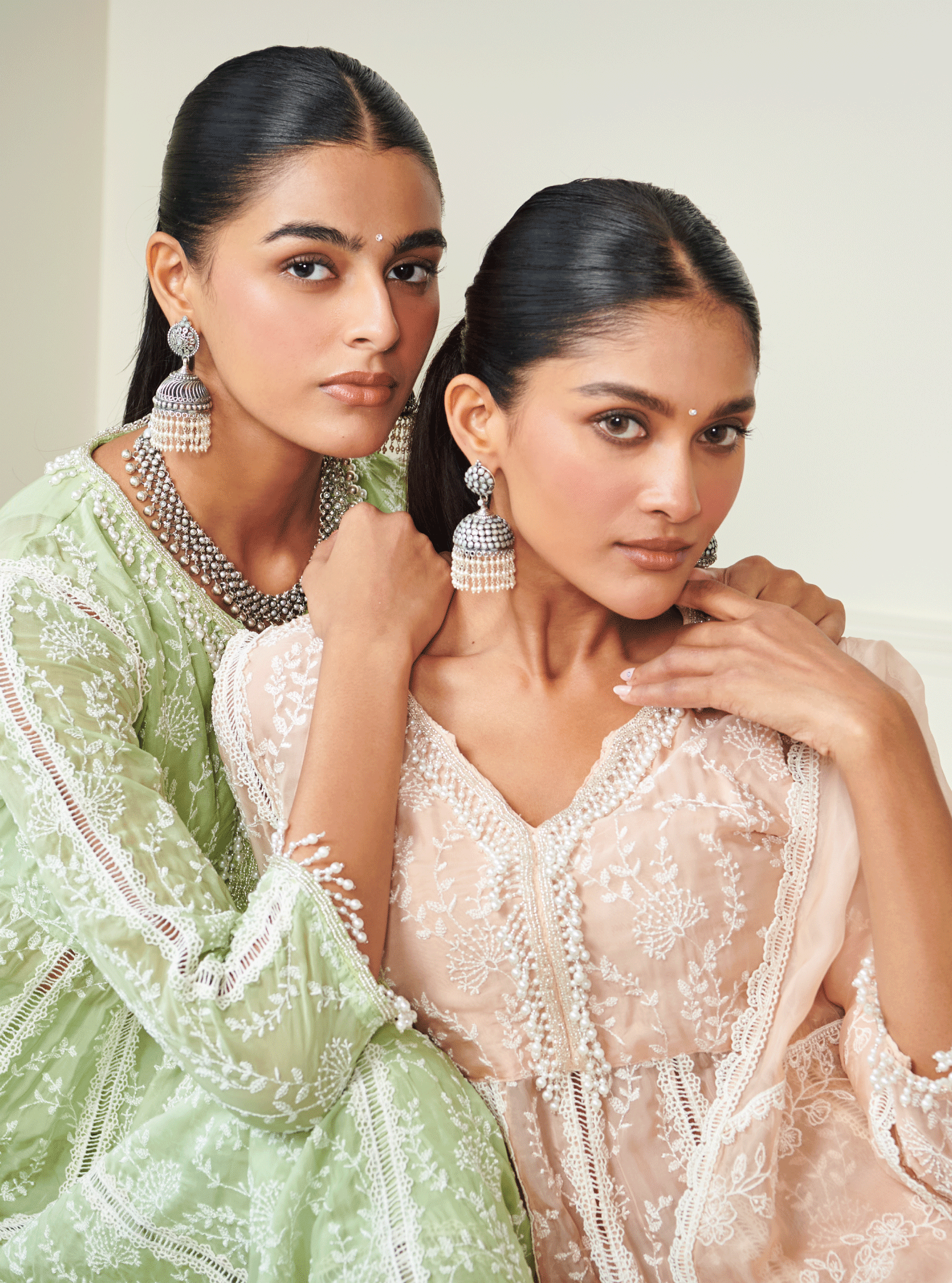 Twyla Organza Green Kurta Set