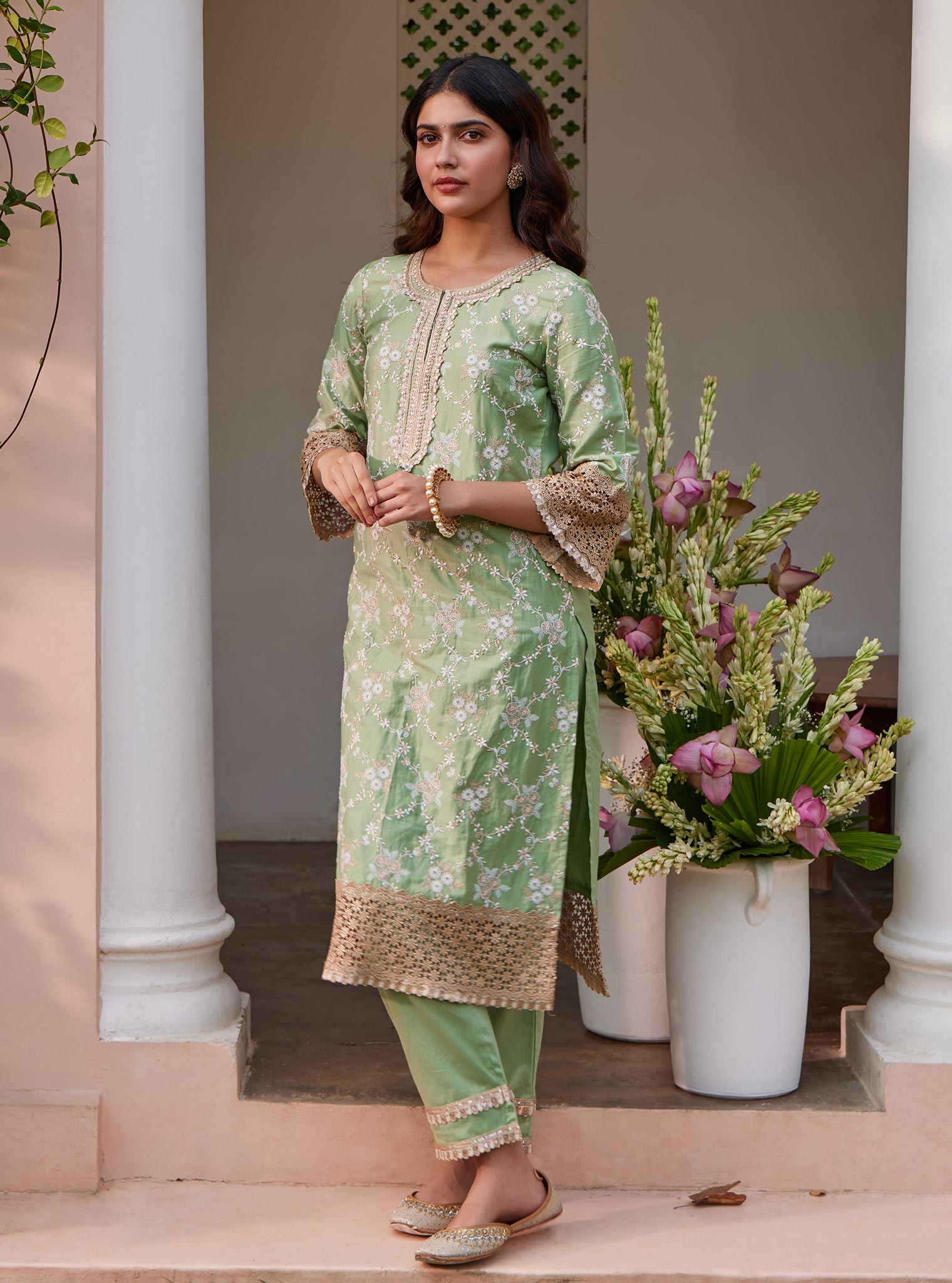 Agasti Pima Green Kurta Set