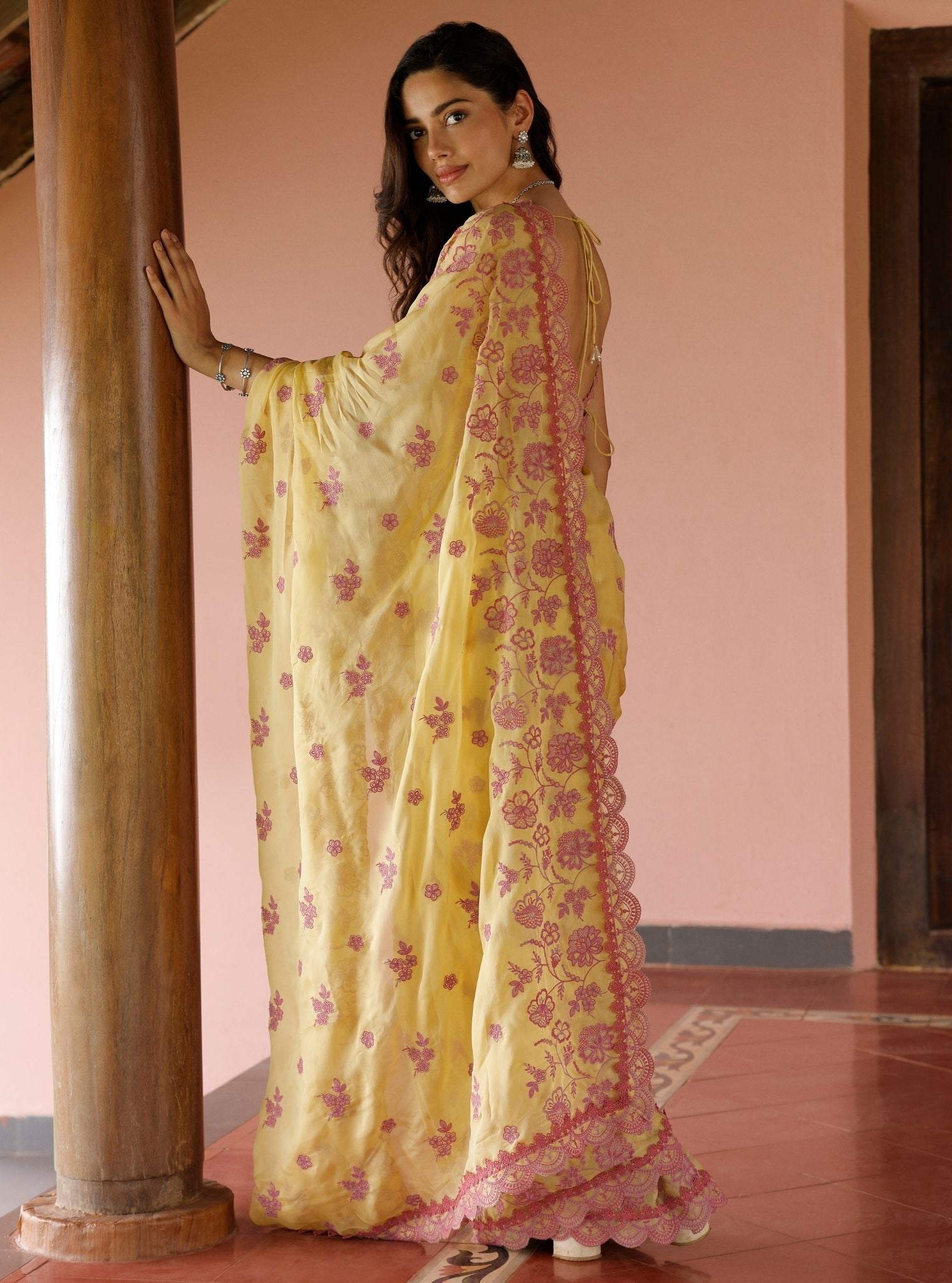 Chia Organza Yellow Saree