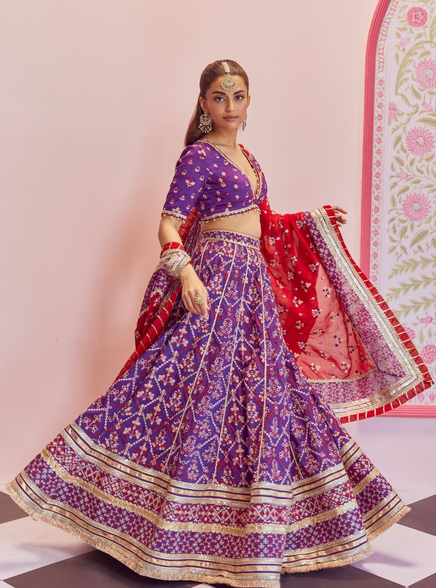 Anton Bemberg Silk Purple Lehenga