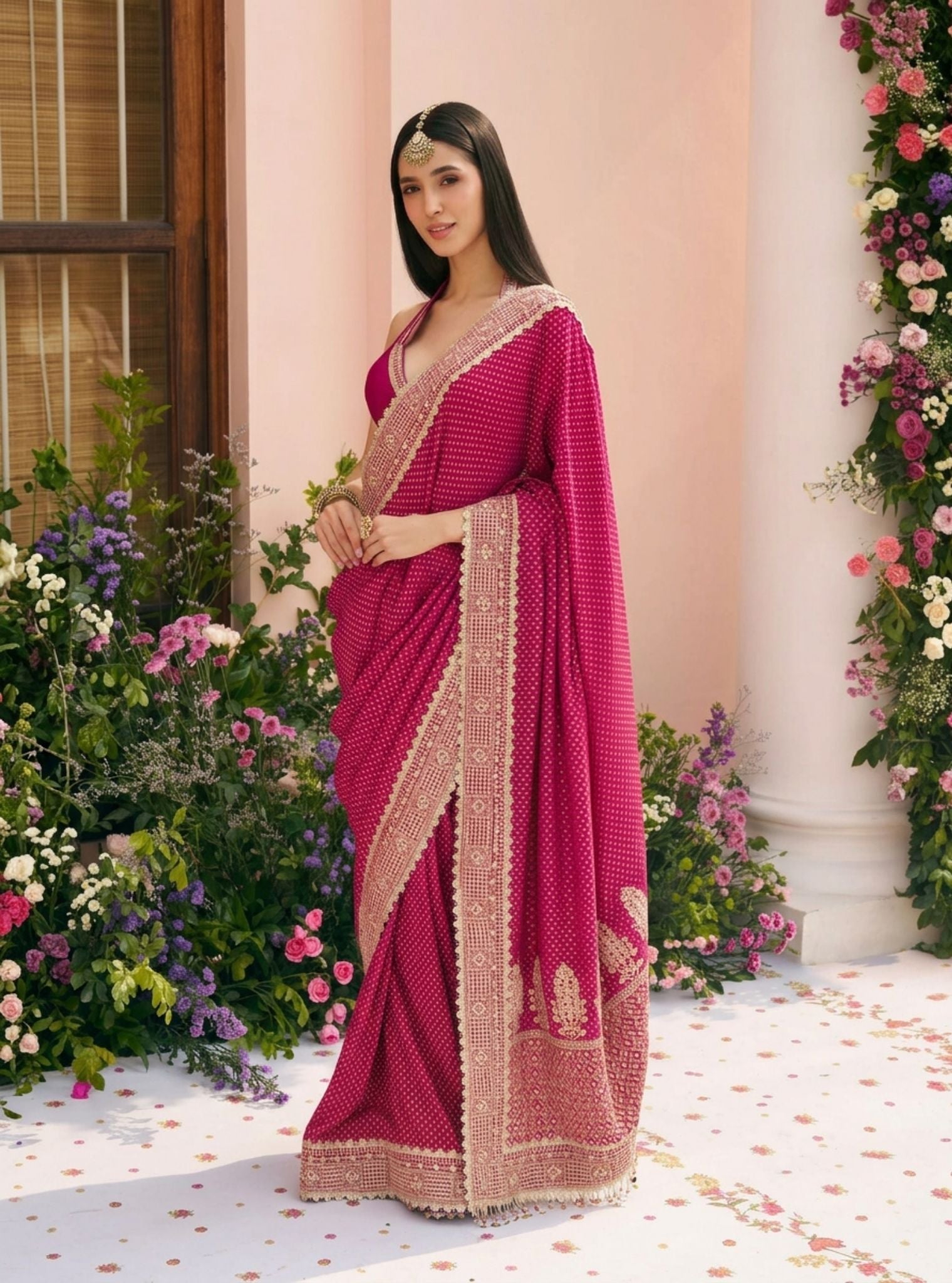 Pankhuri Banarasi Fuchsia Saree