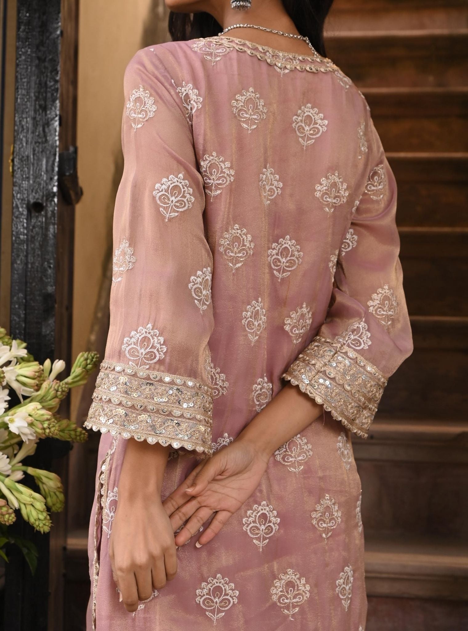 Kasuri Luxe Tissue Lilac Kurta Set
