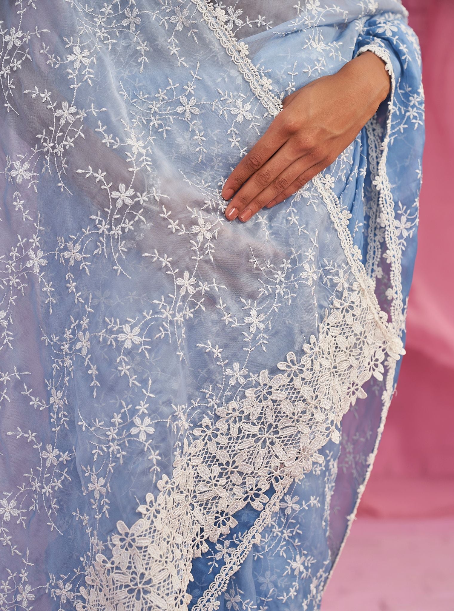 Quinn Ombre Organza Blue Saree